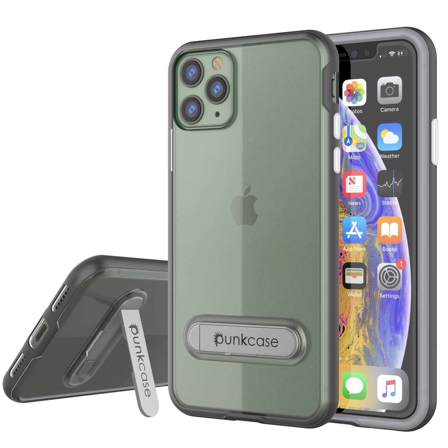 iPhone 11 Pro Max Case, PUNKcase [LUCID 3.0 Series] [Slim Fit] Armor Cover w/ Integrated Screen Protector [Grey]