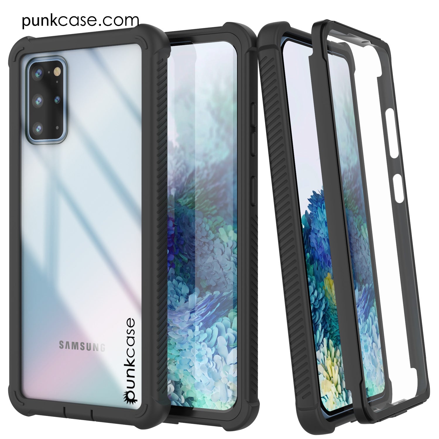 PunkCase Galaxy S20+ Plus Case, [Spartan Series] Clear Rugged Heavy Duty Cover W/Built in Screen Protector [Black]