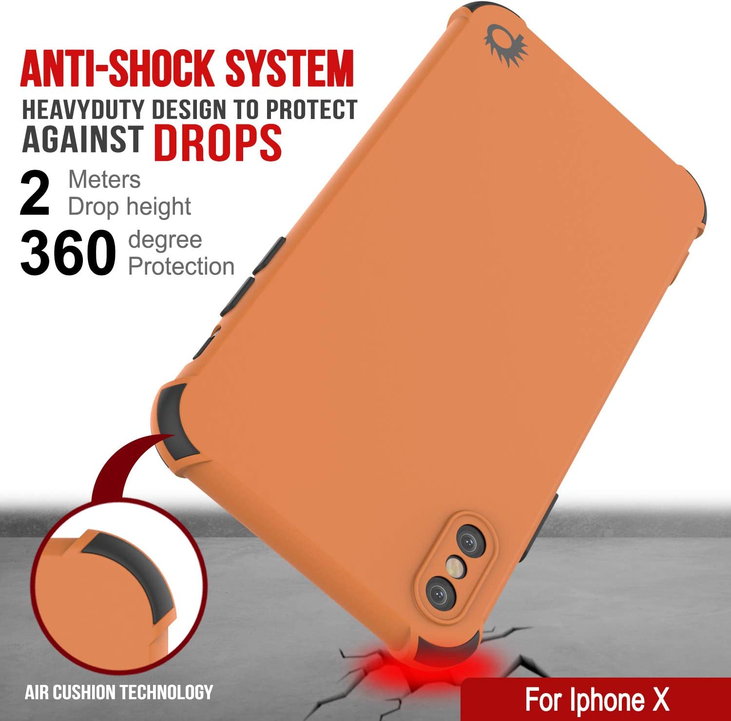 Punkcase Protective & Lightweight TPU Case [Sunshine Series] for iPhone X [Orange]