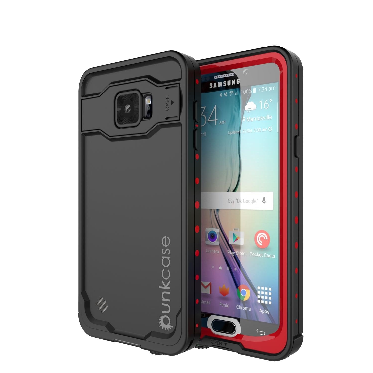 Galaxy Note 5 Waterproof Case, Punkcase StudStar Red Water/Shock/Dirt/Snow Proof | Lifetime Warranty