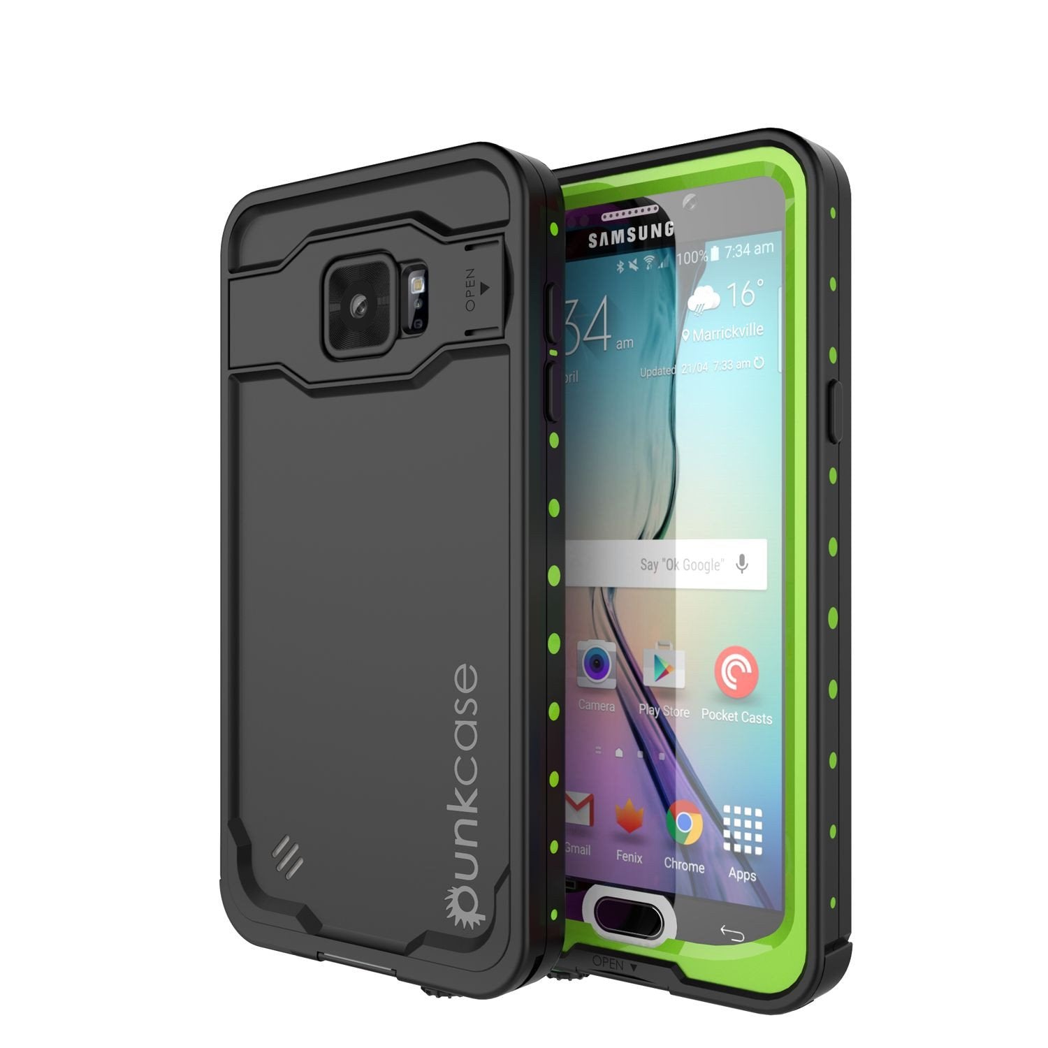 Galaxy Note 5 Waterproof Case, Punkcase StudStar Light Green Shock/Dirt Proof | Lifetime Warranty