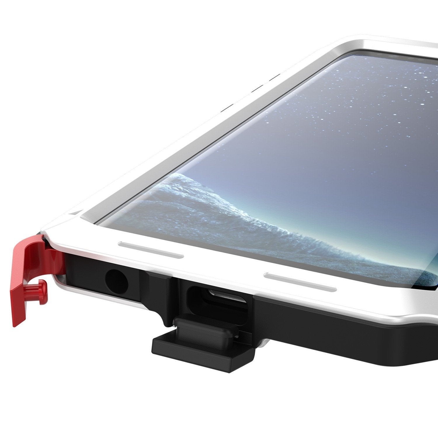 Galaxy Note 8  Case, Punkcase Metallic White W/ Tempered Glass Screen