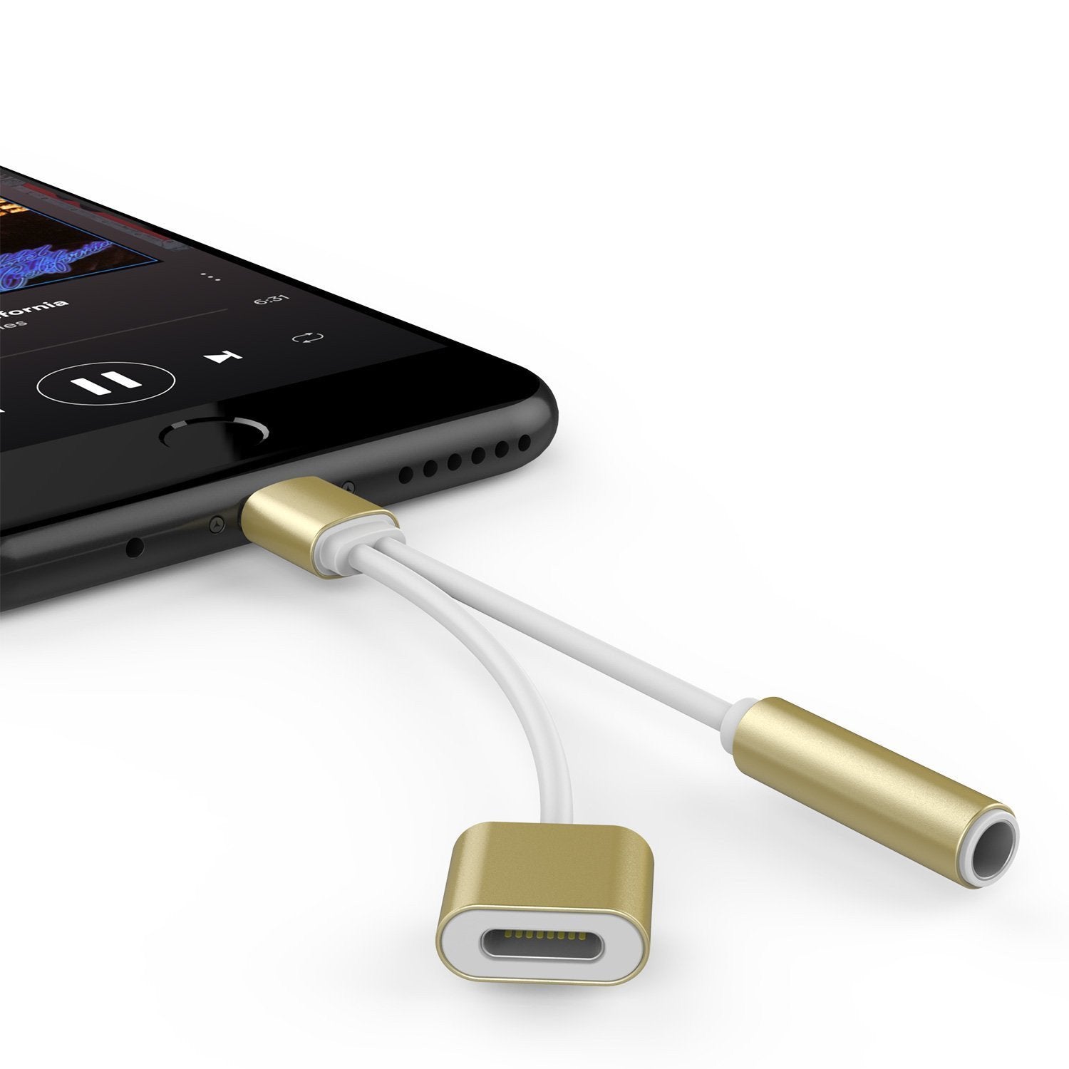 Punkzap Adapter Cable 2 in 1 Splitter Charger W/Earphone iphone x/8