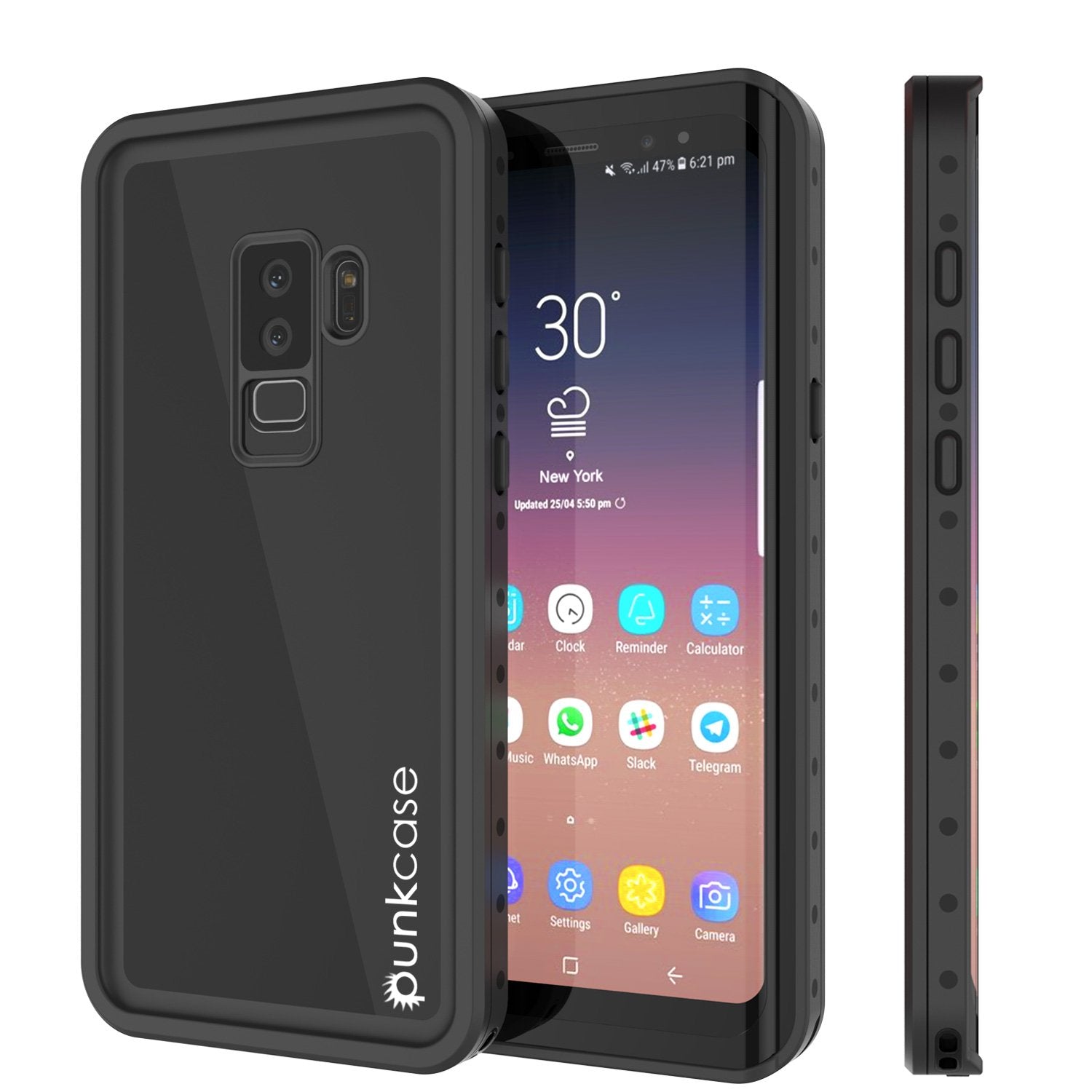 Galaxy S9 Plus Waterproof Case. PunkCase StudStar Black Thin Cover