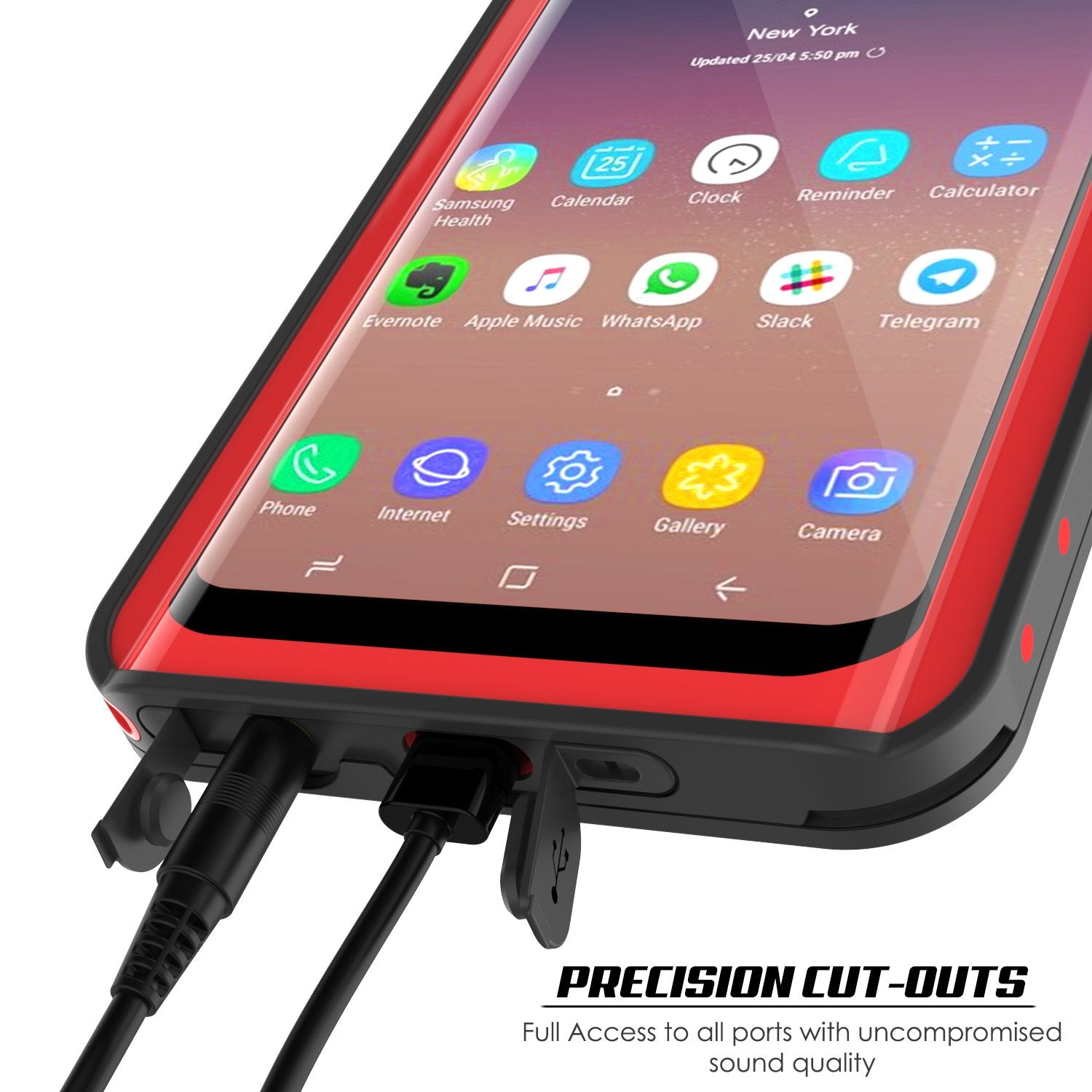 Galaxy S9 Waterproof Case PunkCase StudStar Red Thin 6.6ft Underwater IP68 Shock/Snow Proof