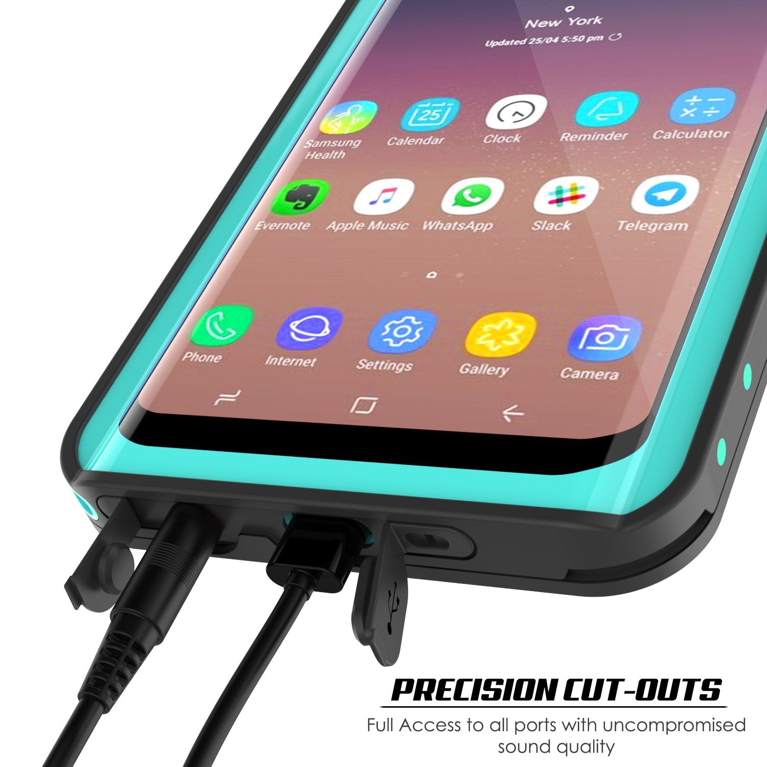 Galaxy S9 Plus Waterproof Case, Punkcase StudStar Teal Thin 6.6ft