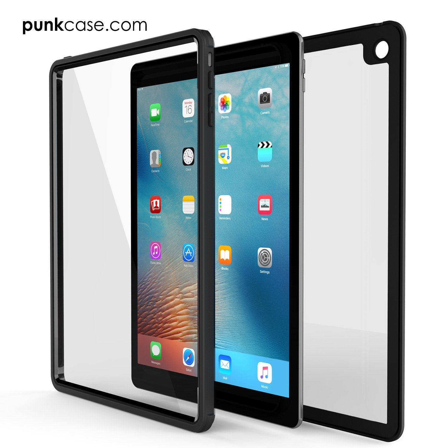 Punkcase iPad Pro 9.7 Case [CRYSTAL Series], Waterproof, Ultra-Thin Cover [Shockproof] [Dustproof] with Built-in Screen Protector [Black]