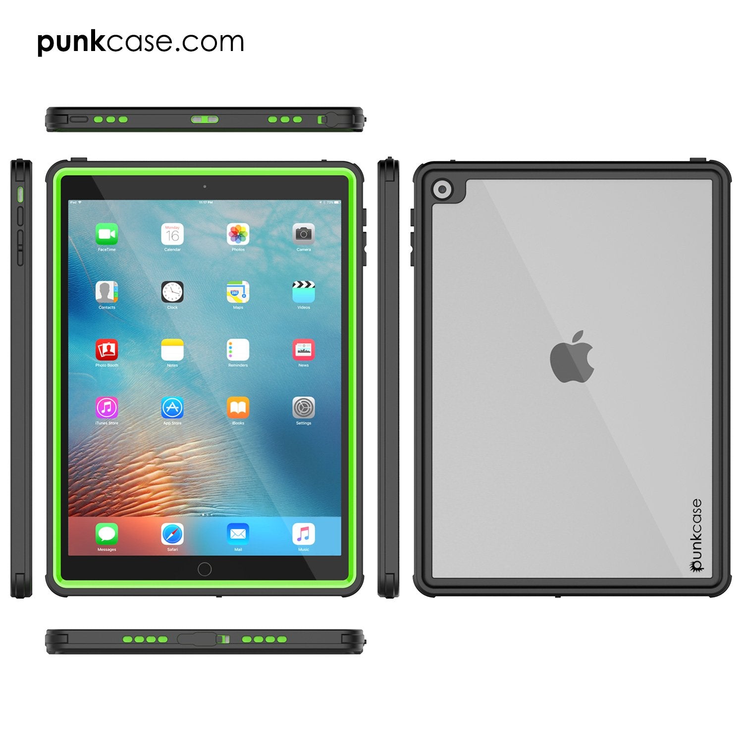 Punkcase iPad Pro 9.7 Case [CRYSTAL Series], Waterproof, Ultra-Thin Cover [Shockproof] [Dustproof] with Built-in Screen Protector [Light Green]