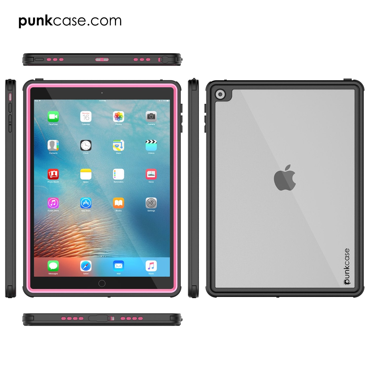 Punkcase iPad Pro 9.7 Case [CRYSTAL Series], Waterproof, Ultra-Thin Cover [Shockproof] [Dustproof] with Built-in Screen Protector [Pink]