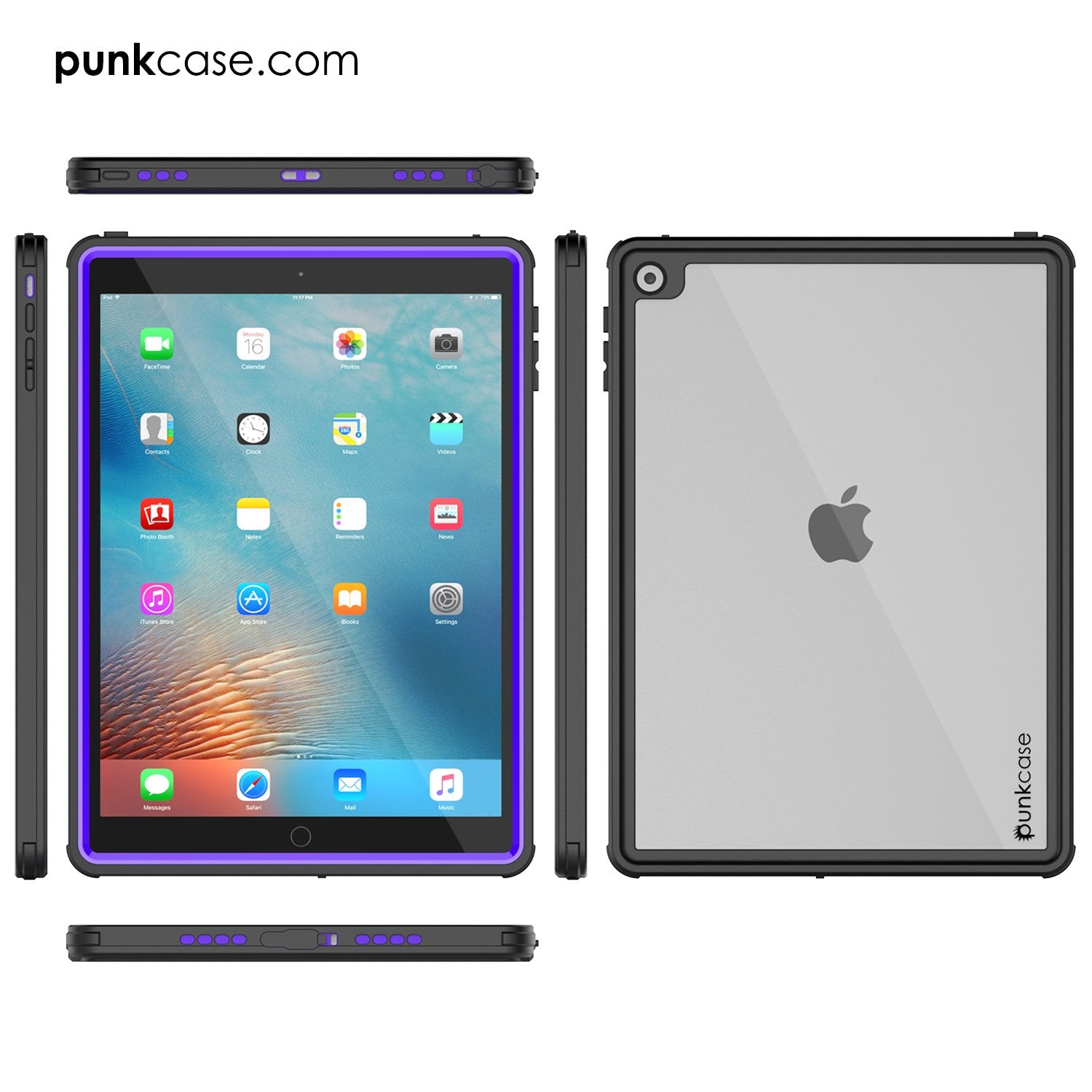 Punkcase iPad Pro 9.7 Case [CRYSTAL Series], Waterproof, Ultra-Thin Cover [Shockproof] [Dustproof] with Built-in Screen Protector [Purple]