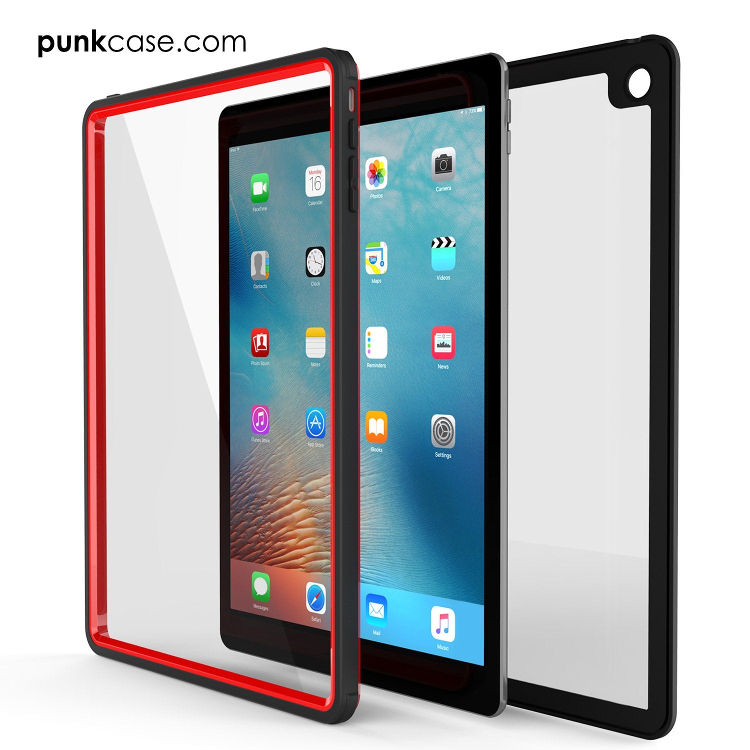 Punkcase iPad Pro 9.7 Case [CRYSTAL Series], Waterproof, Ultra-Thin Cover [Shockproof] [Dustproof] with Built-in Screen Protector [Red]