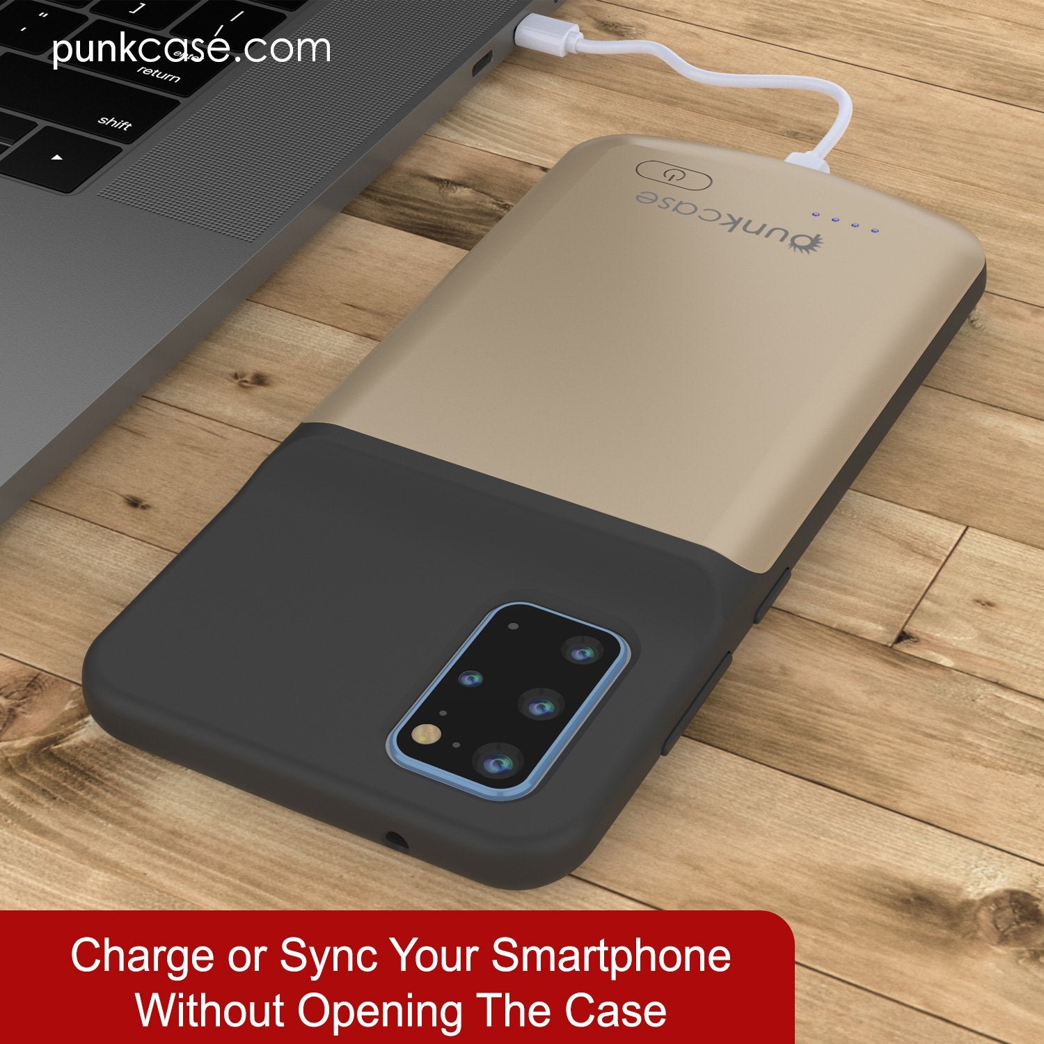 PunkJuice S20+ Plus Battery Case Gold - Fast Charging Power Juice Bank with 6000mAh