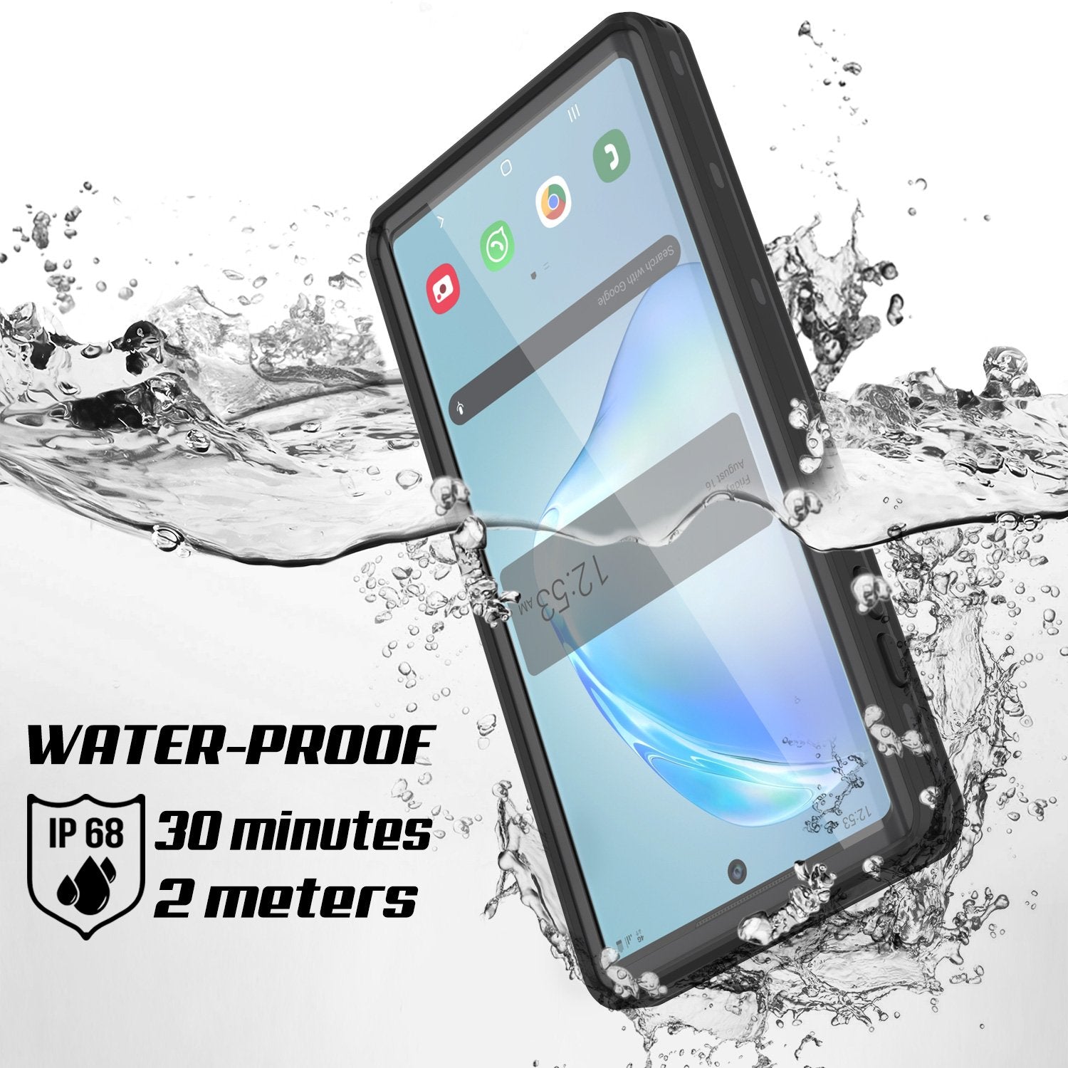 PunkCase Galaxy Note 10+ Plus Waterproof Case, [KickStud Series] Armor Cover [Black]