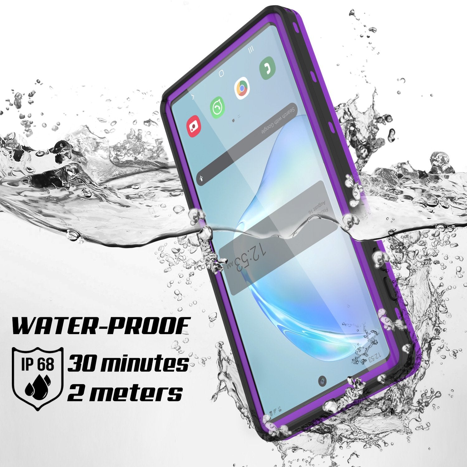 PunkCase Galaxy Note 10+ Plus Waterproof Case, [KickStud Series] Armor Cover [Purple]
