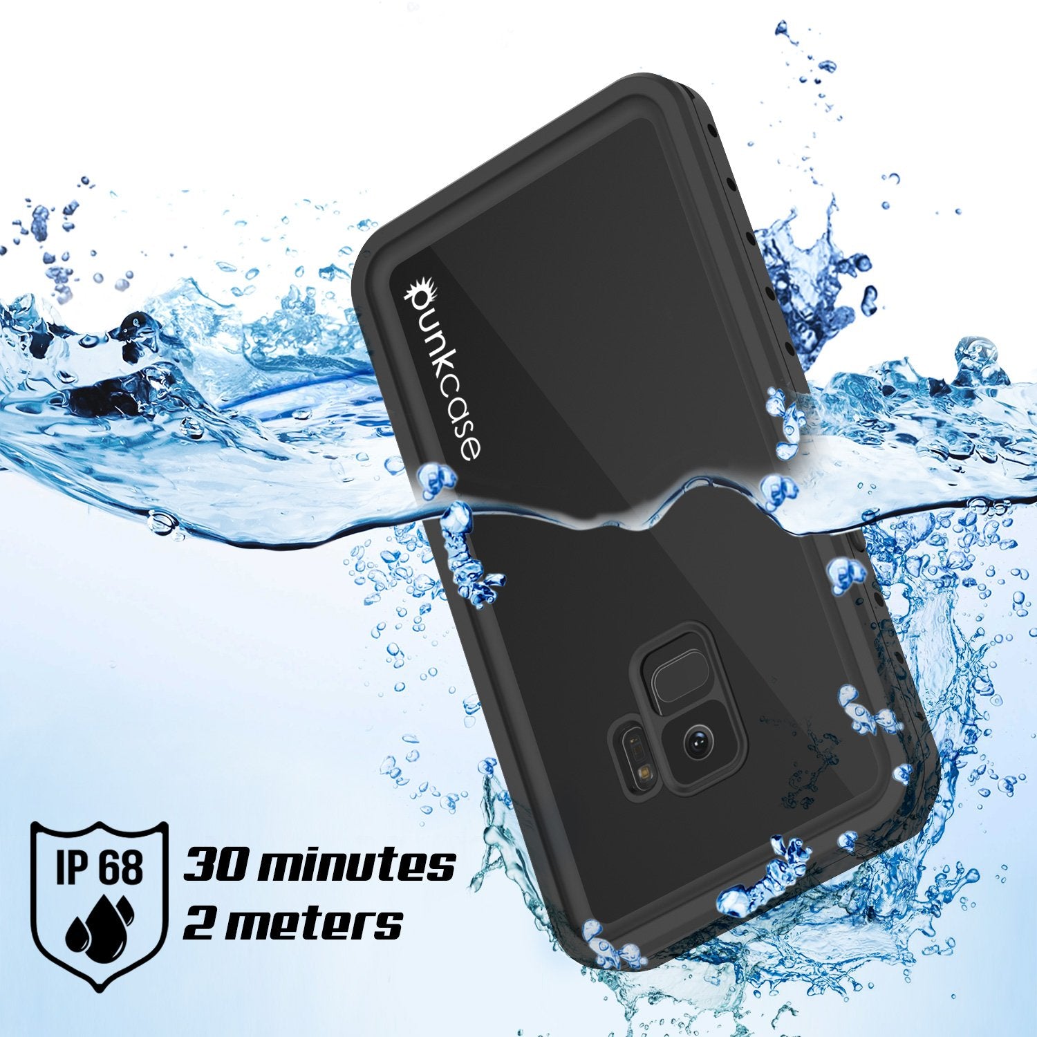 Galaxy S9 Waterproof Case, PunkCase StudStar Black Thin Cover