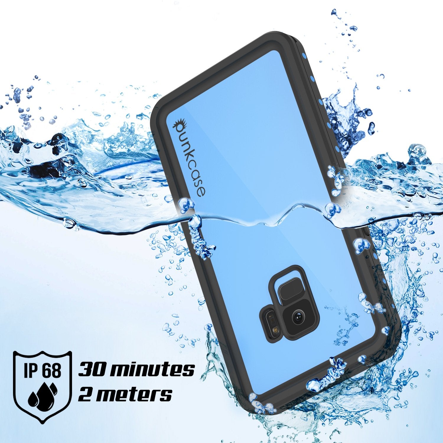 Galaxy S9 Waterproof Case PunkCase StudStar Light Blue Thin 6.6ft Underwater IP68 ShockProof