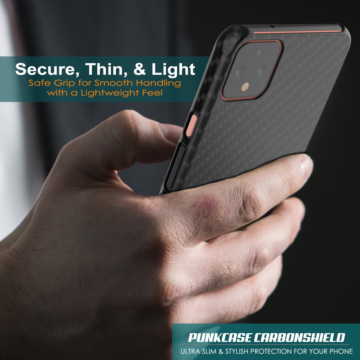 Google Pixel 4 CarbonShield Heavy Duty & Ultra Thin Leather Cover