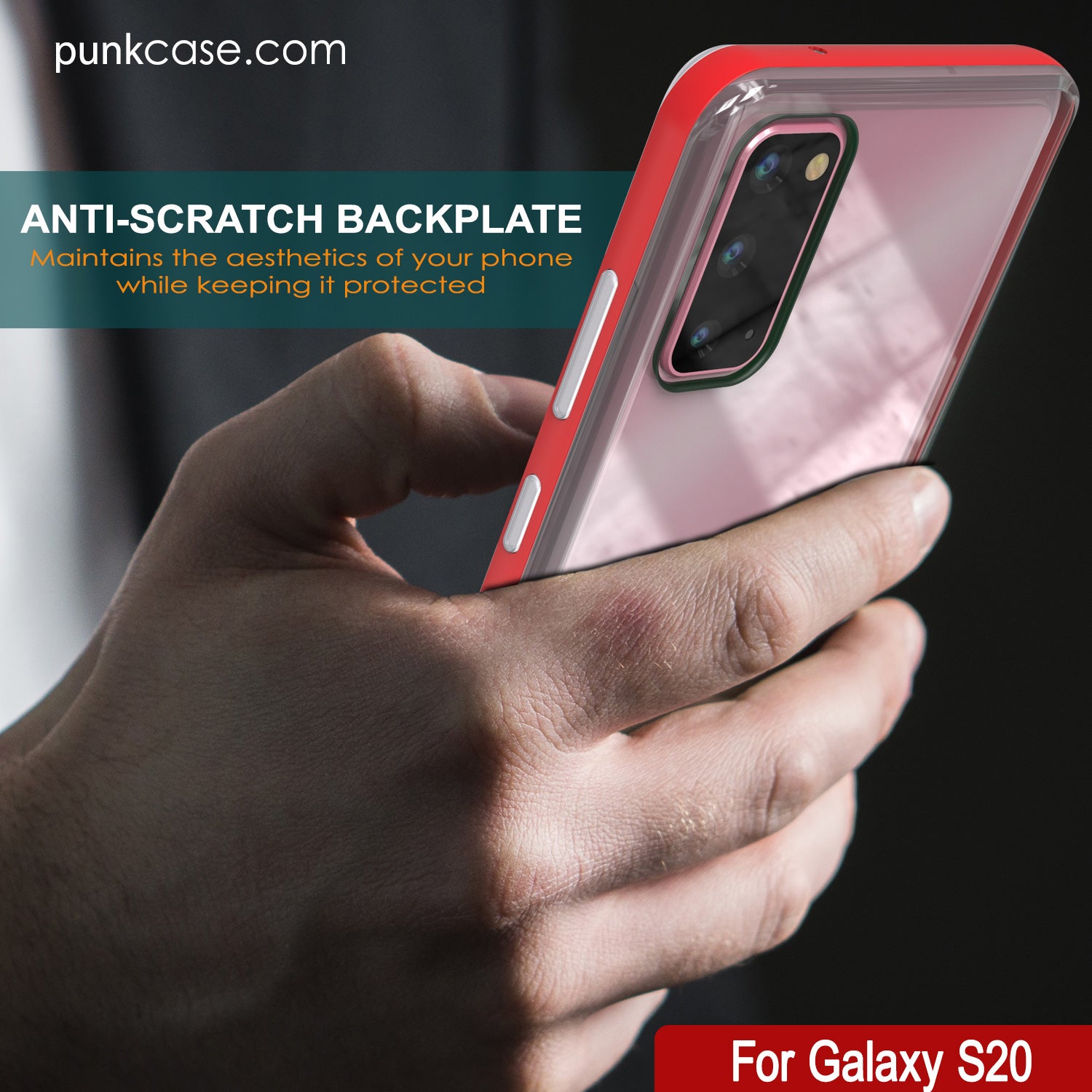 Galaxy S20 Case, PUNKcase [LUCID 3.0 Series] [Slim Fit] Armor Cover w/ Integrated Screen Protector [Red]