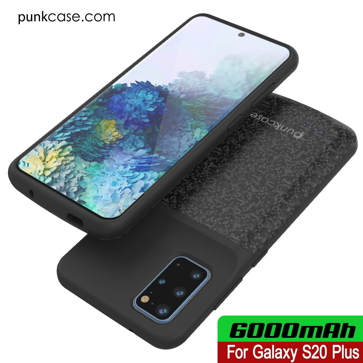 PunkJuice S20+ Plus Battery Case Patterned Black - Fast Charging Power Juice Bank with 6000mAh