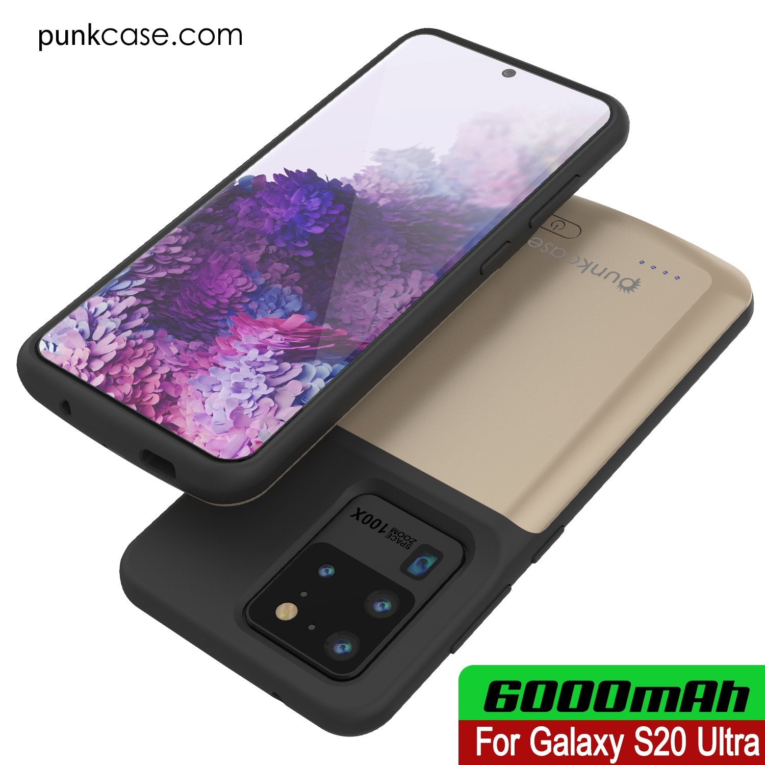 PunkJuice S20 Ultra Battery Case Gold - Fast Charging Power Juice Bank with 6000mAh