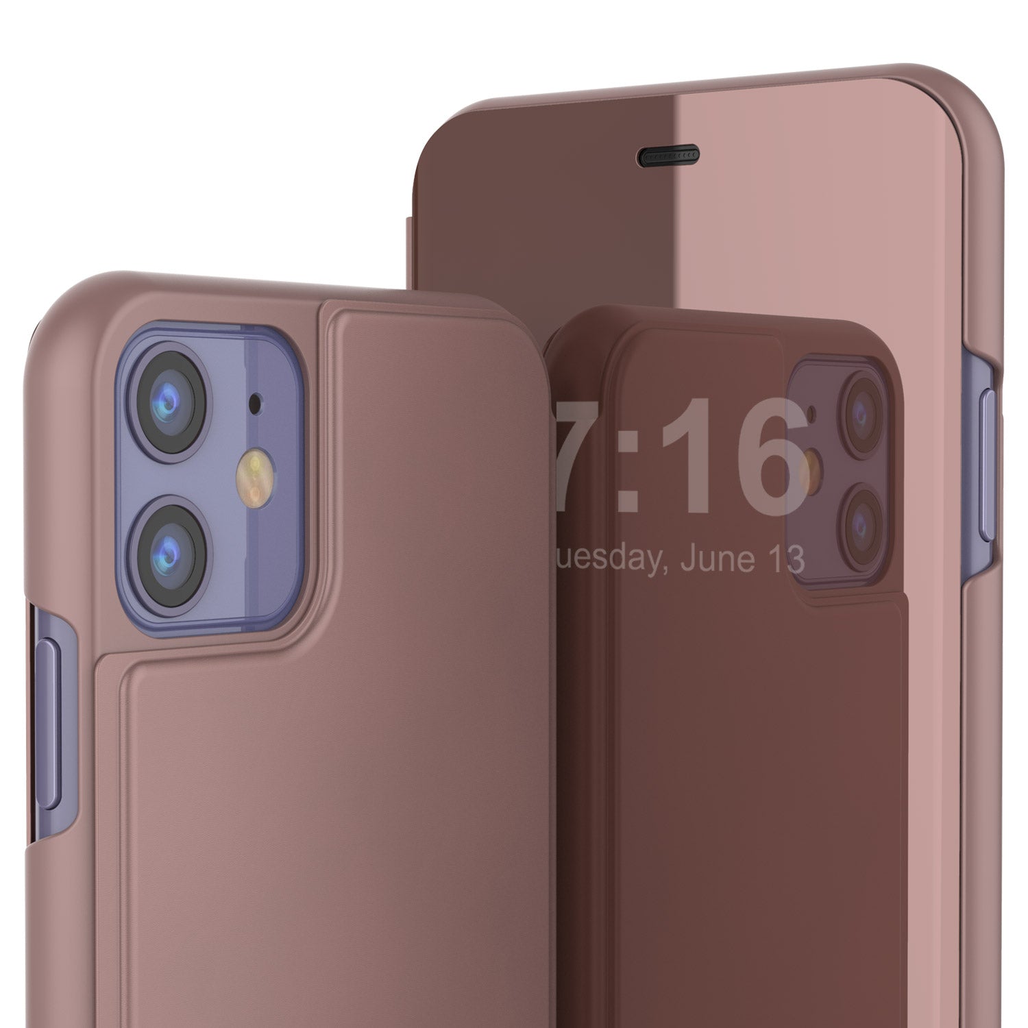 Punkcase iPhone 11 / XI Reflector Case Protective Flip Cover [Rose]