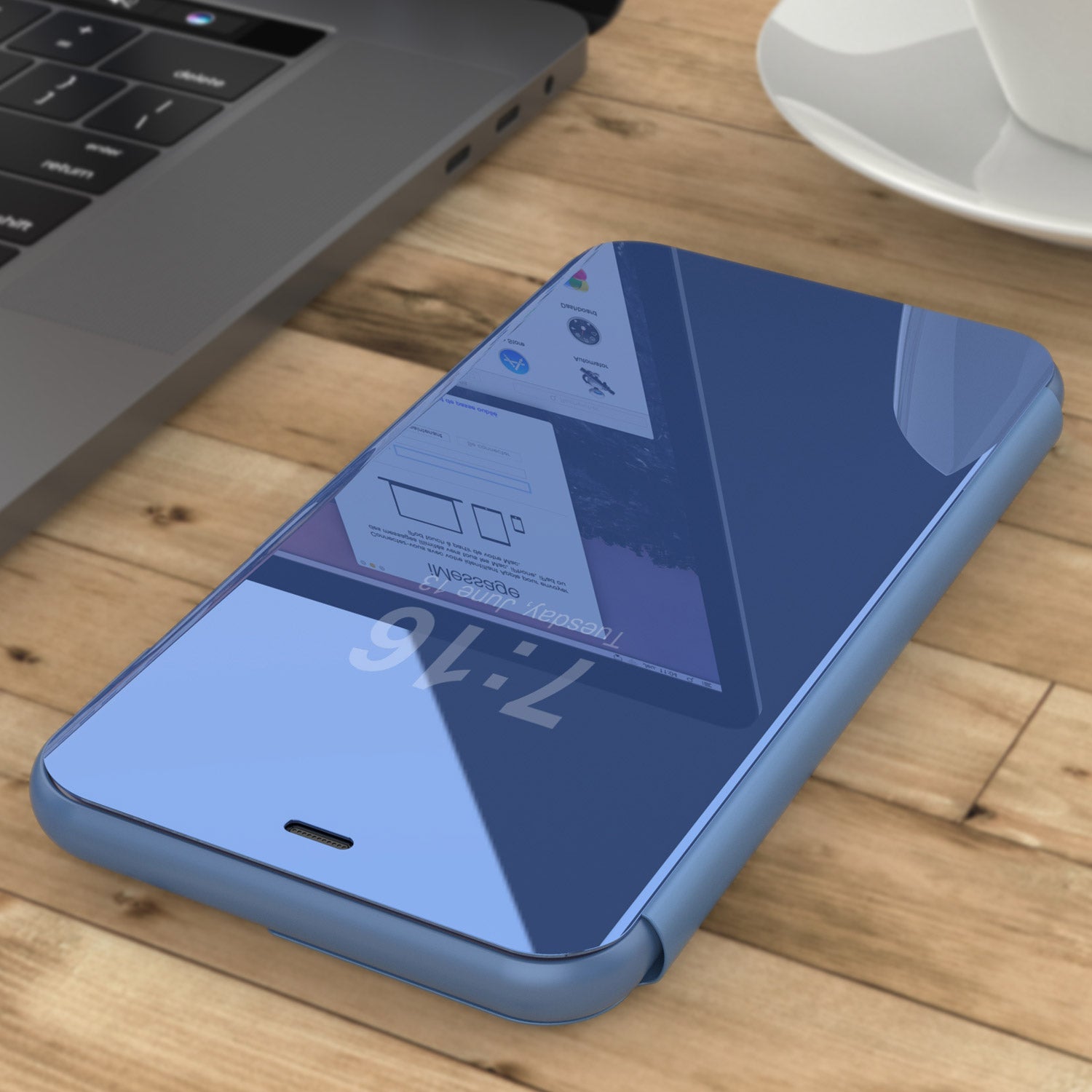 Punkcase iPhone 11 / XI Reflector Case Protective Flip Cover [Blue]