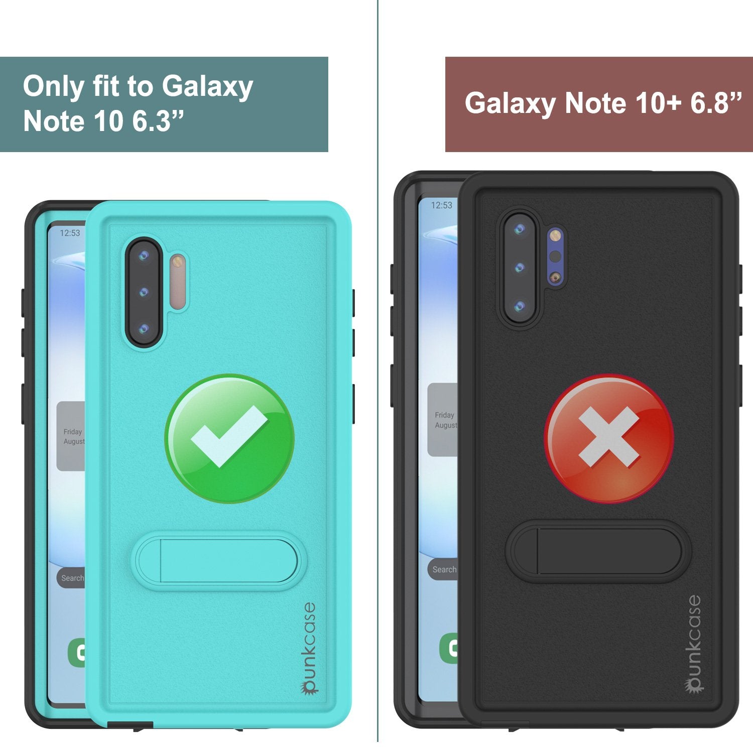 PunkCase Galaxy Note 10 Waterproof Case, [KickStud Series] Armor Cover [Teal]
