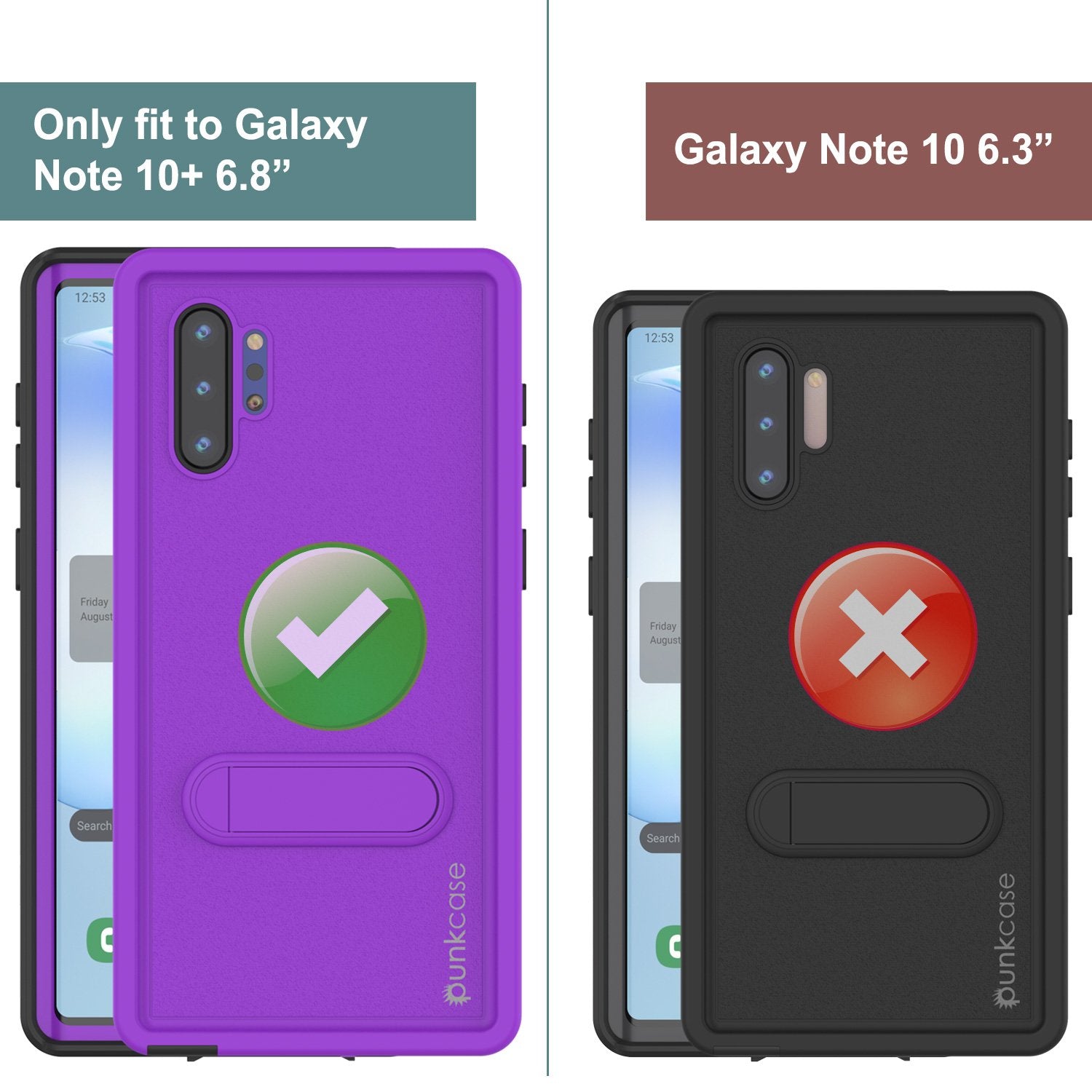 PunkCase Galaxy Note 10+ Plus Waterproof Case, [KickStud Series] Armor Cover [Purple]