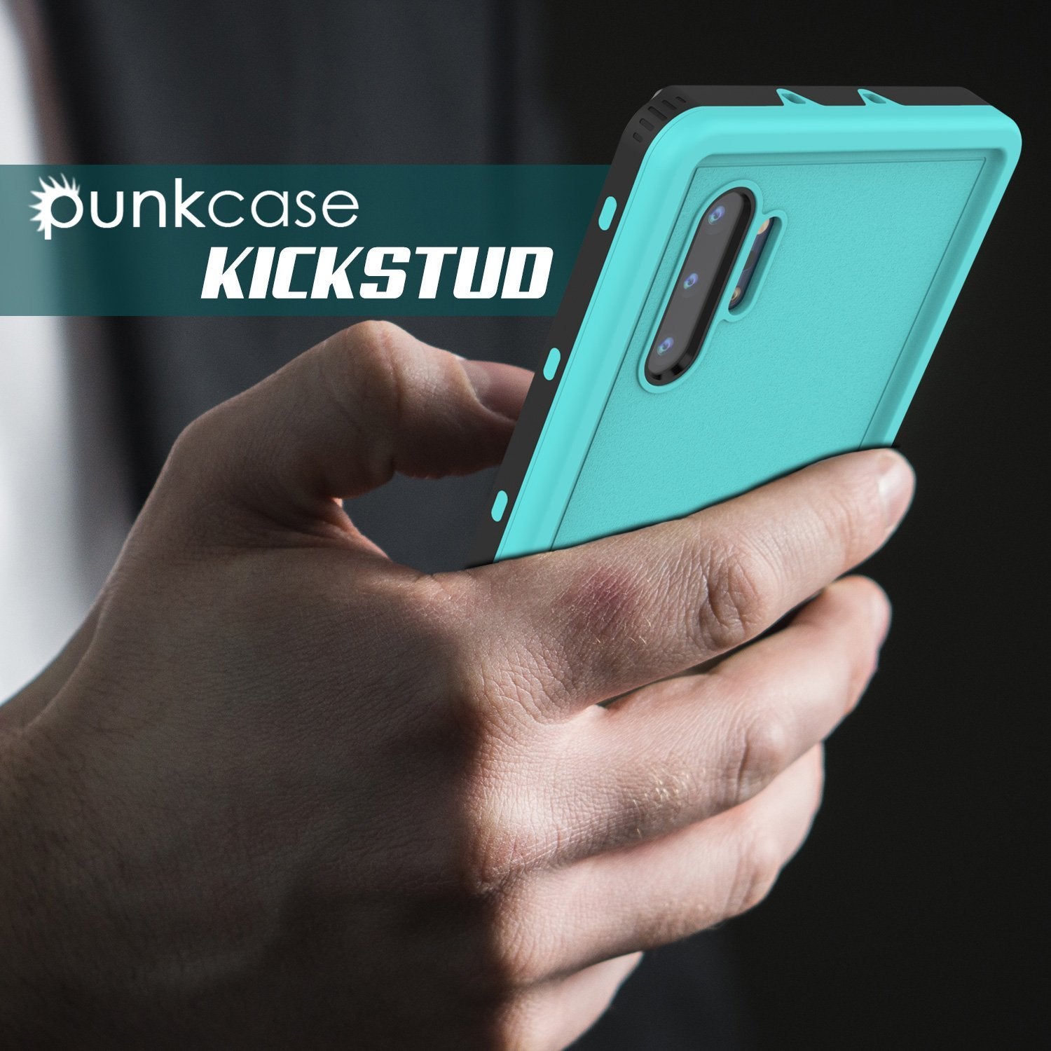 PunkCase Galaxy Note 10+ Plus Waterproof Case, [KickStud Series] Armor Cover [Teal]