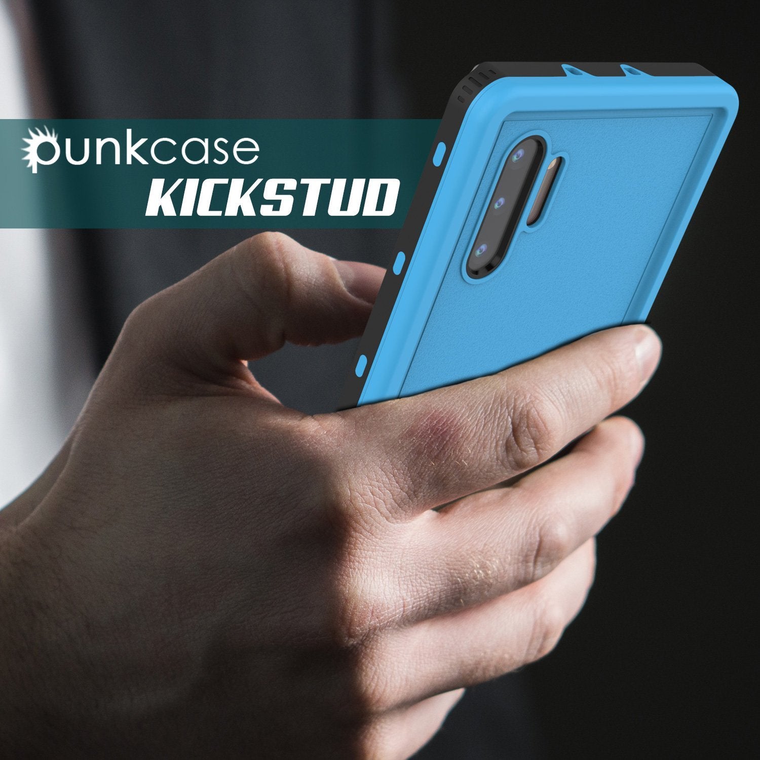 PunkCase Galaxy Note 10 Waterproof Case, [KickStud Series] Armor Cover [Light-Blue]