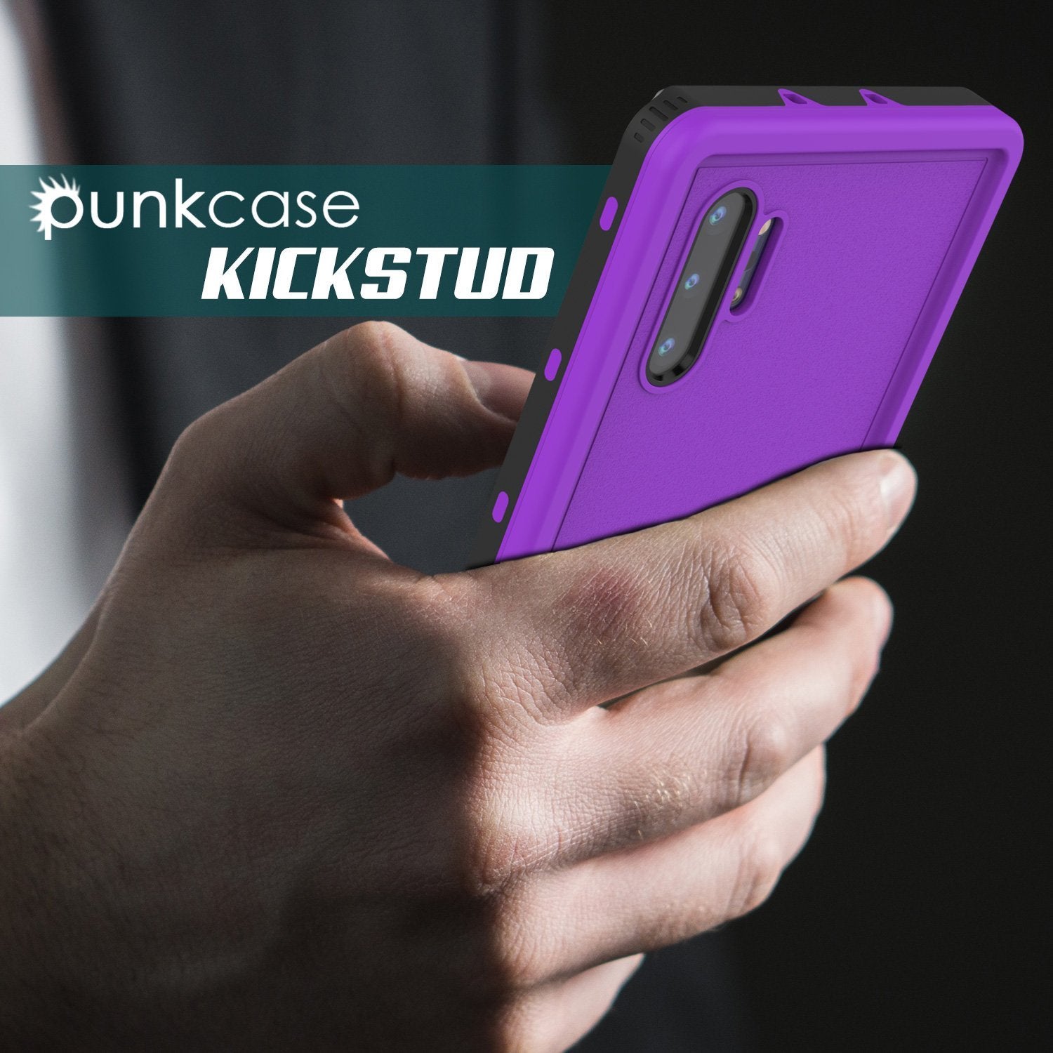 PunkCase Galaxy Note 10+ Plus Waterproof Case, [KickStud Series] Armor Cover [Purple]