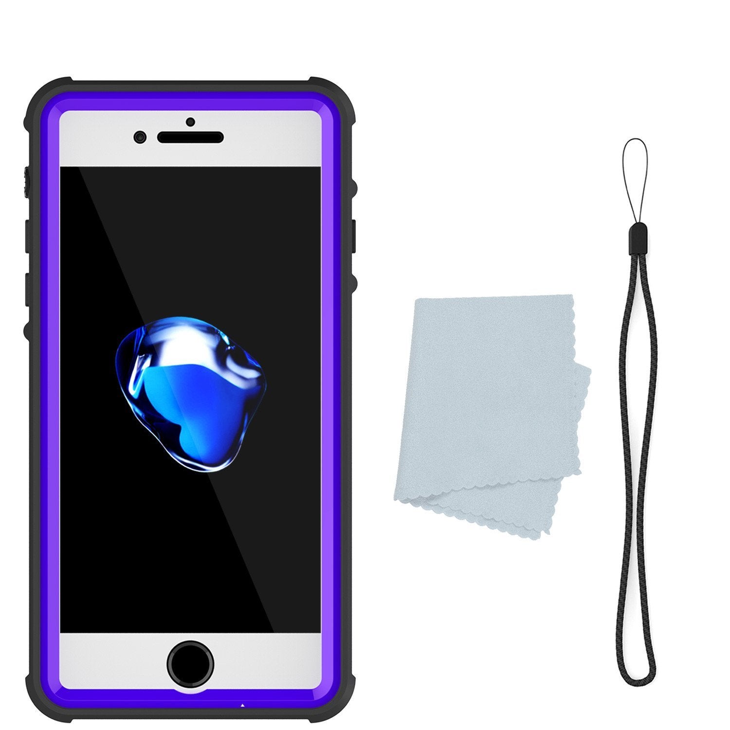 iPhone 8+ Plus Waterproof Case, PUNKcase CRYSTAL Purple W/ Attached Screen Protector  | Warranty