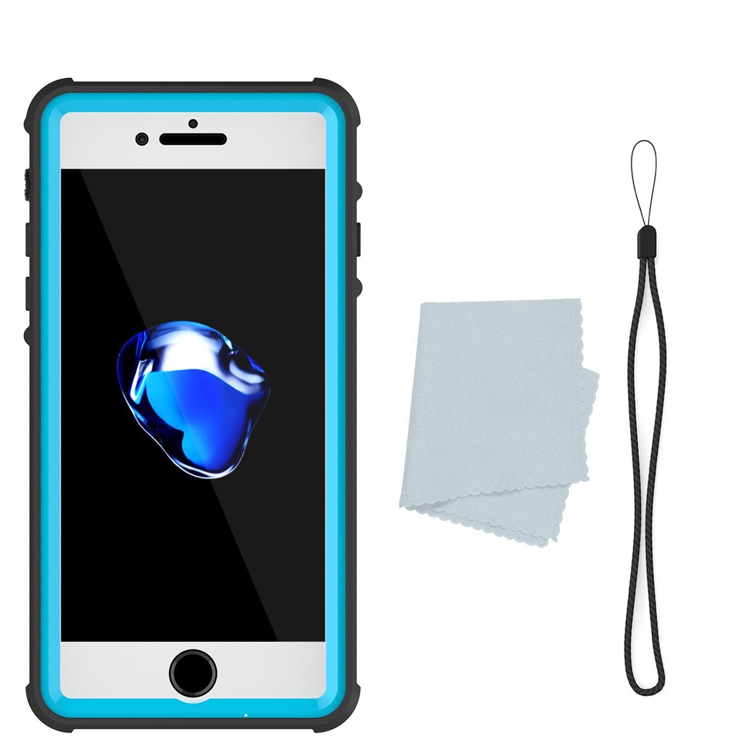 iPhone 8+ Plus Waterproof Case, PUNKcase CRYSTAL Light Blue  W/ Attached Screen Protector  | Warranty