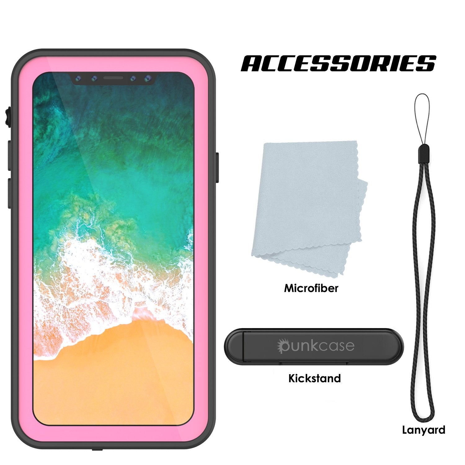 iPhone X Plus Waterproof Case, Punkcase StudStar Series Cover [Pink]