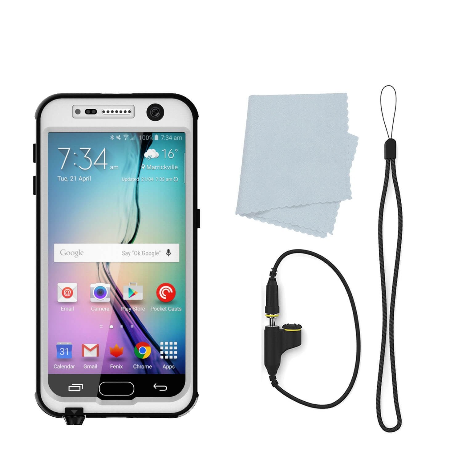 Galaxy S6 Waterproof Case, Punkcase StudStar White Thin 6.6ft Underwater IP68 Shock/Dirt/Snow Proof