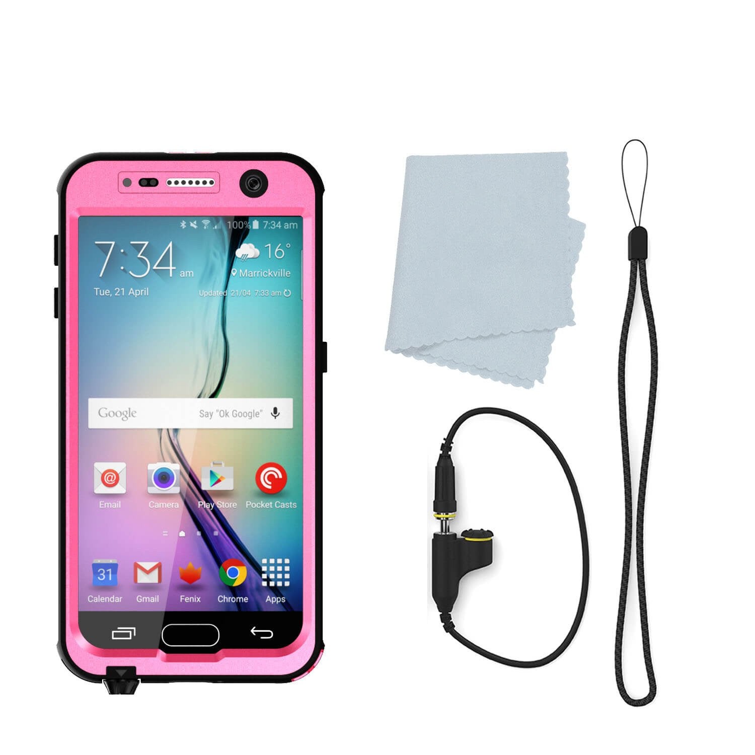 Galaxy S6 Waterproof Case PunkCase StudStar Pink Thin 6.6ft Underwater IP68 Shock/Dirt/Snow Proof