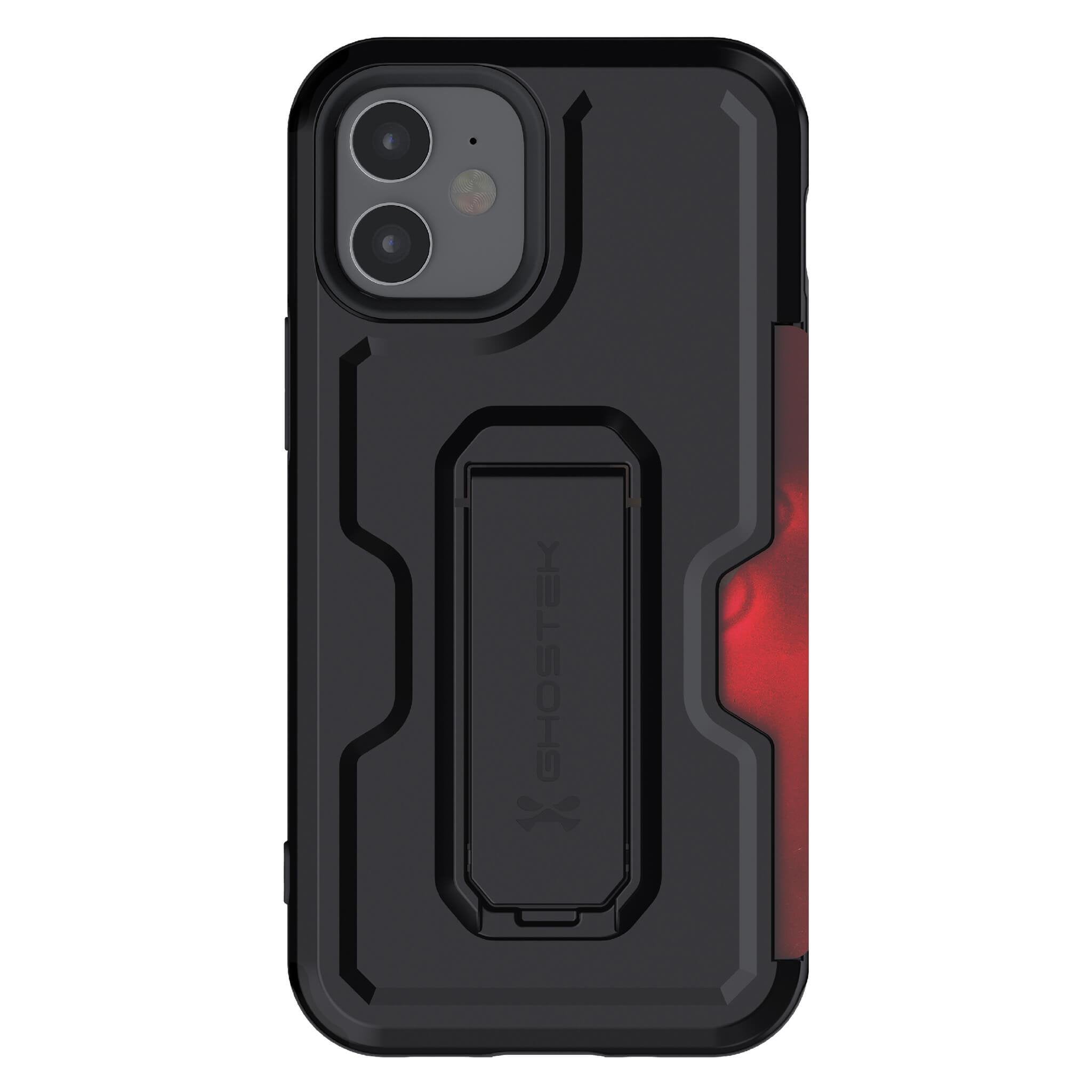 iPhone 12  - IRON ARMOR Belt Clip Holster Case with Stand and Card Holder [Matte Black]