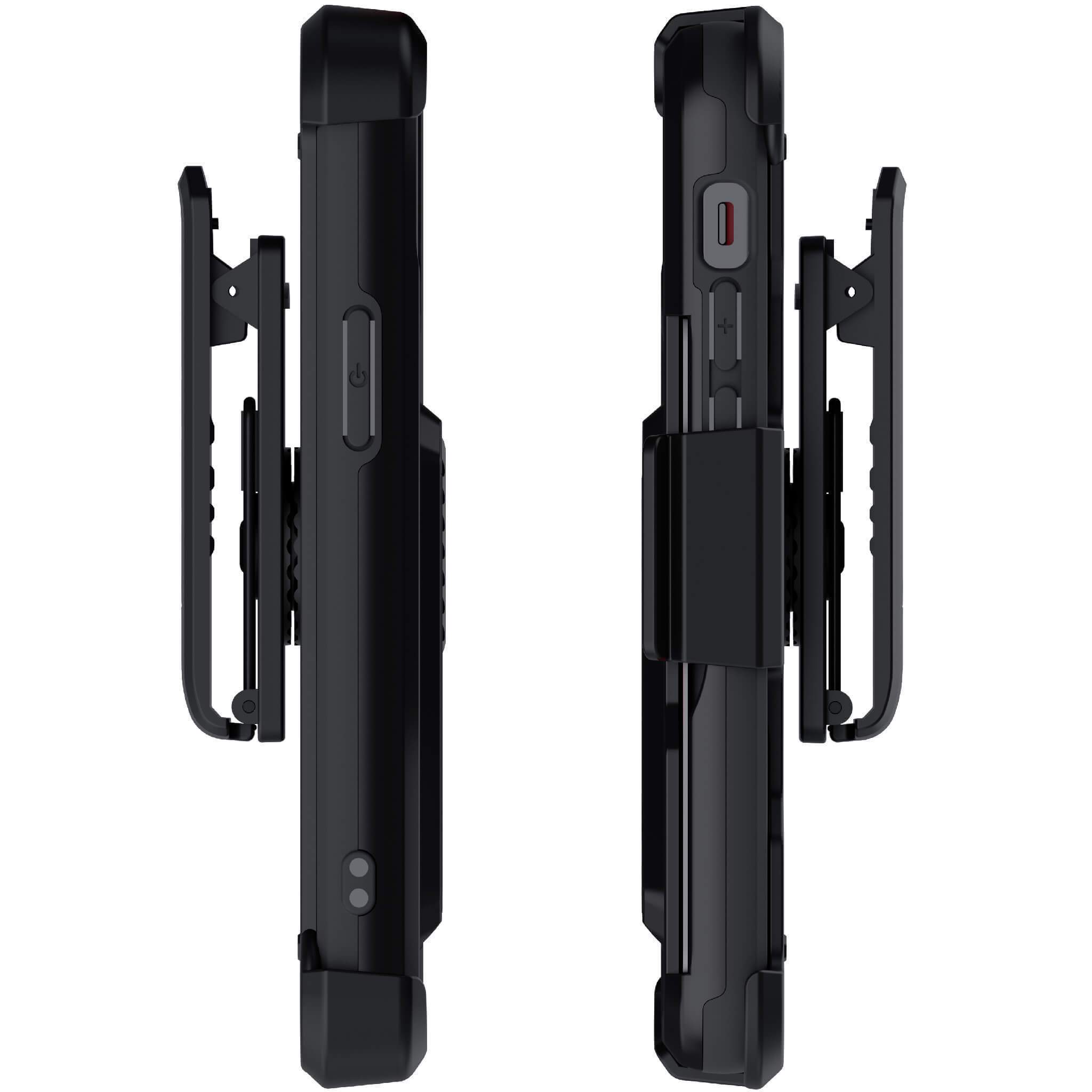 iPhone 12 Mini  - IRON ARMOR Belt Clip Holster Case with Stand and Card Holder [Matte Black]