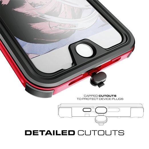 iPhone 8+ Plus Waterproof Case, Ghostek® Atomic 3 Series for Apple iPhone 8+ Plus | Underwater | Shockproof | Dirt-proof | Snow-proof | Aluminum Frame | Adventure Ready | Ultra Fit | Swimming (Red)