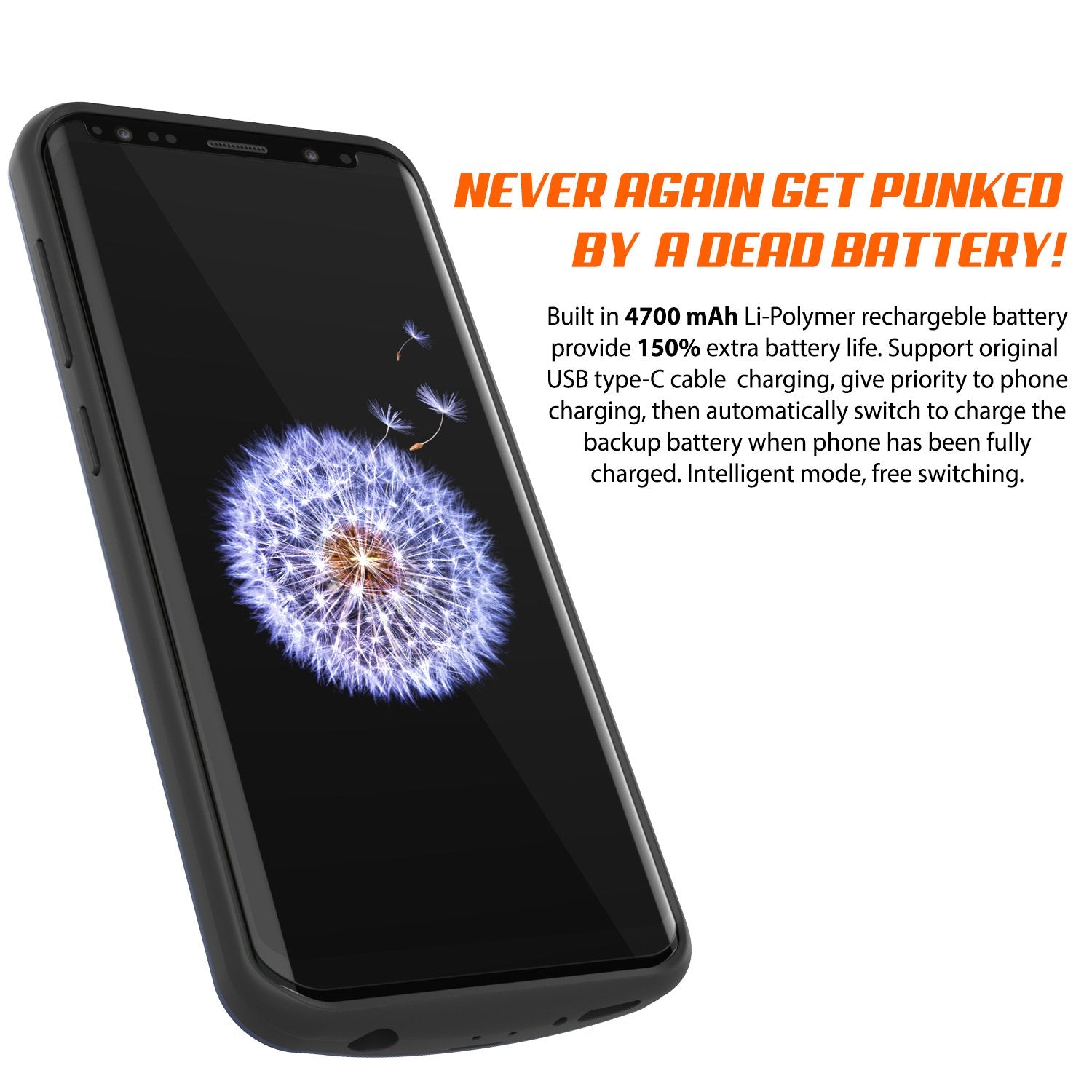 Galaxy S9 Case, PunkJuice 5000mAH Fast Charging Power Bank[Navy]