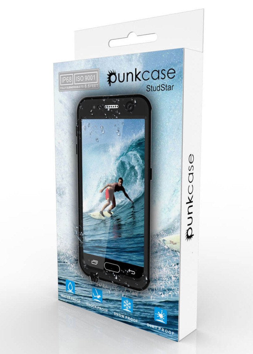 Galaxy S6 Waterproof Case PunkCase StudStar Black Thin 6.6ft Underwater IP68 Shock/Dirt/Snow Proof