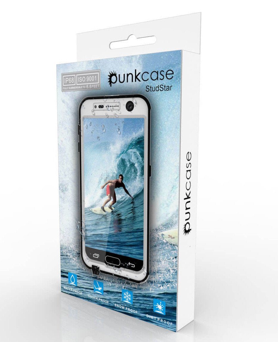 Galaxy S6 Waterproof Case, Punkcase StudStar White Thin 6.6ft Underwater IP68 Shock/Dirt/Snow Proof