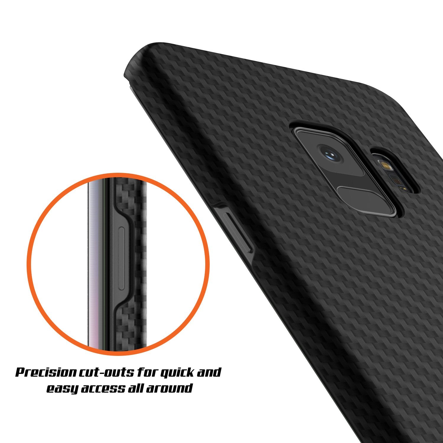 Galaxy S9 Punkcase, Carbon Shield Heavy Duty & Ultra Thin Black Case
