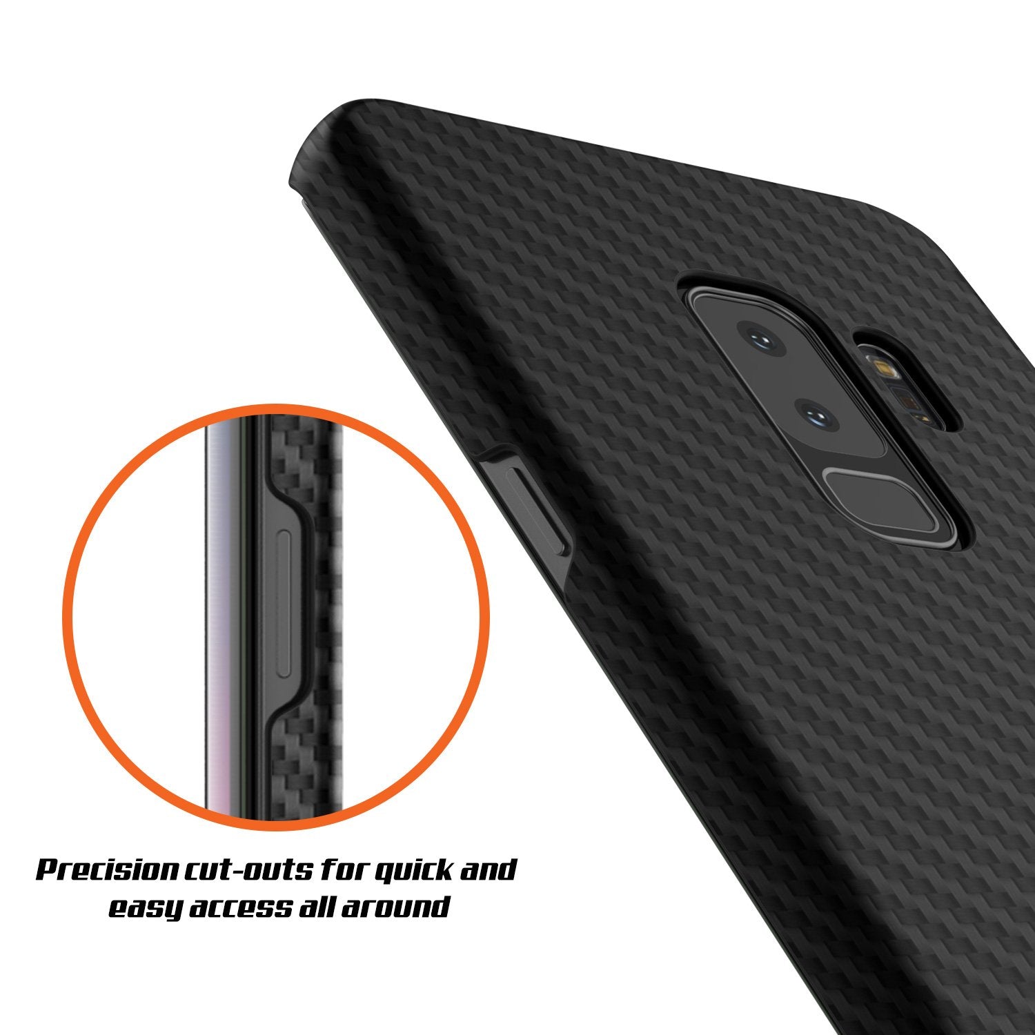 Galaxy S9 Plus Case, Punkcase Carbon Shield Ultra Thin Jet Black Cover