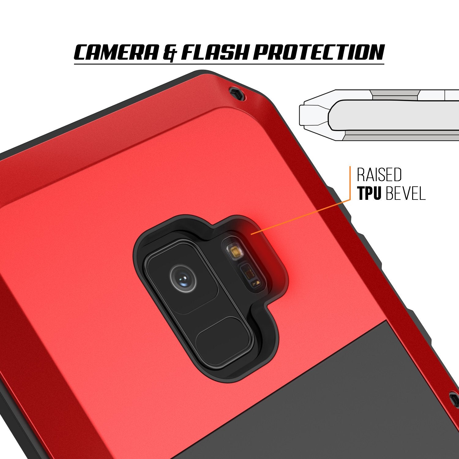 Galaxy S9 Metal Case, Heavy Duty Military Grade Rugged case [Red]