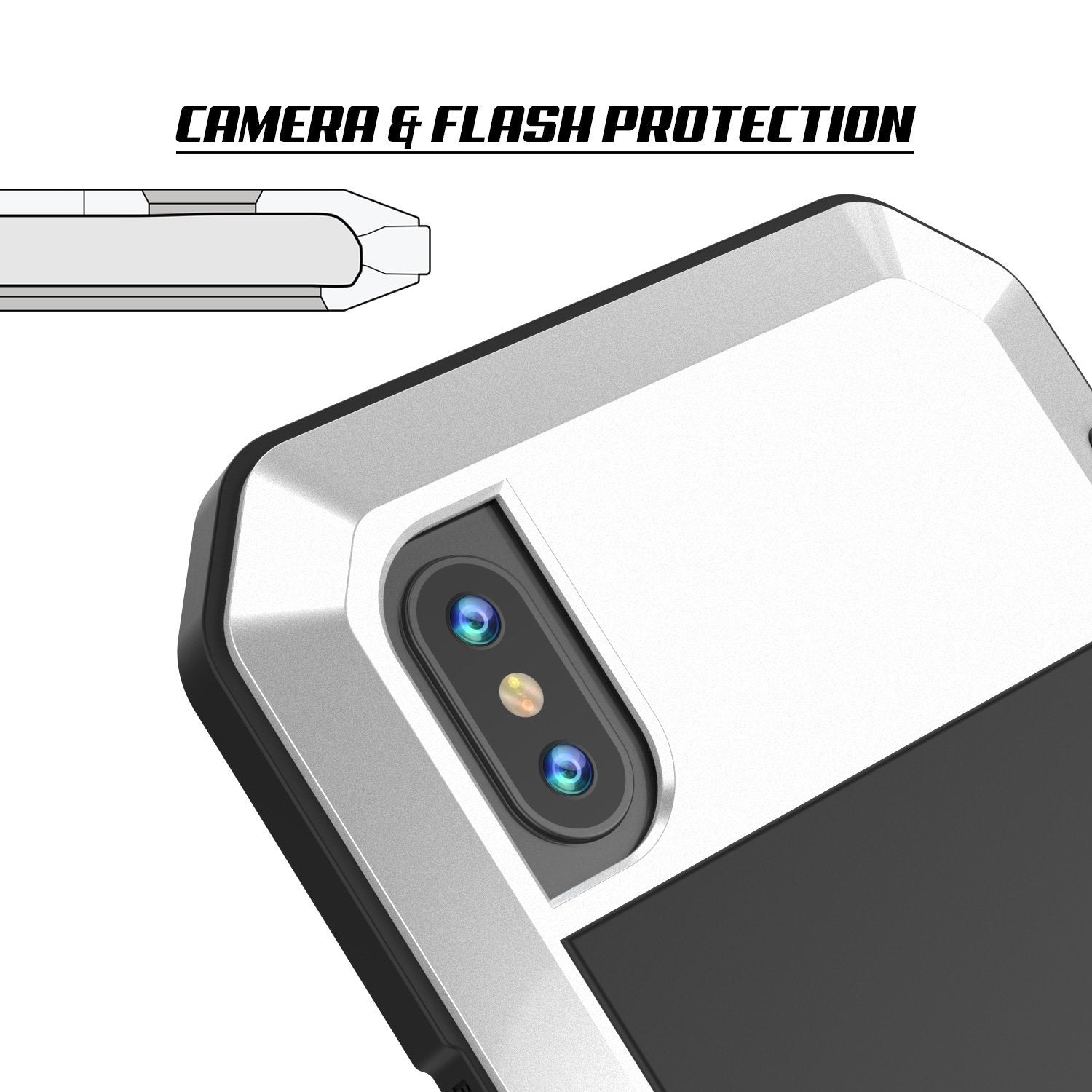 iPhone XR Metal Case, Heavy Duty Military Grade Armor Cover [shock proof] Full Body Hard [White]