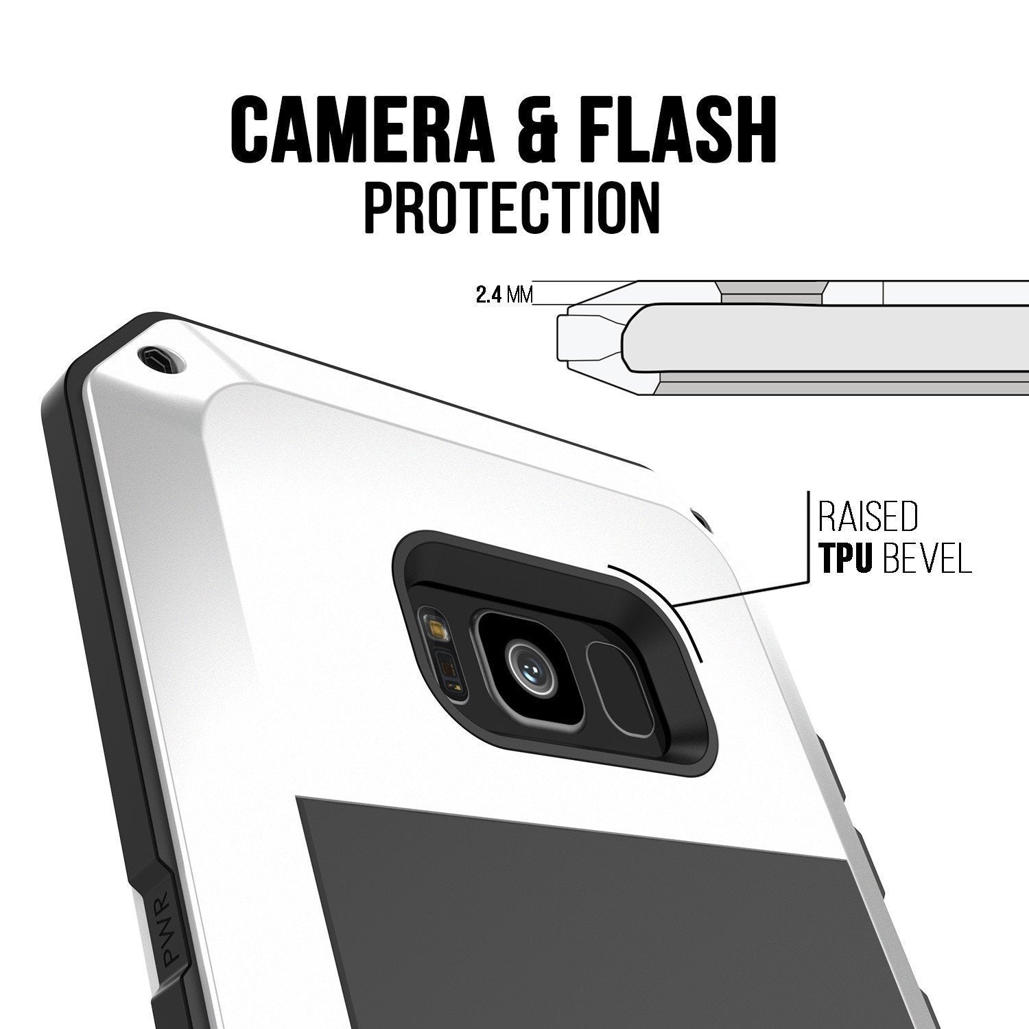 Galaxy Note 8  Case, Punkcase Metallic White W/ Tempered Glass Screen