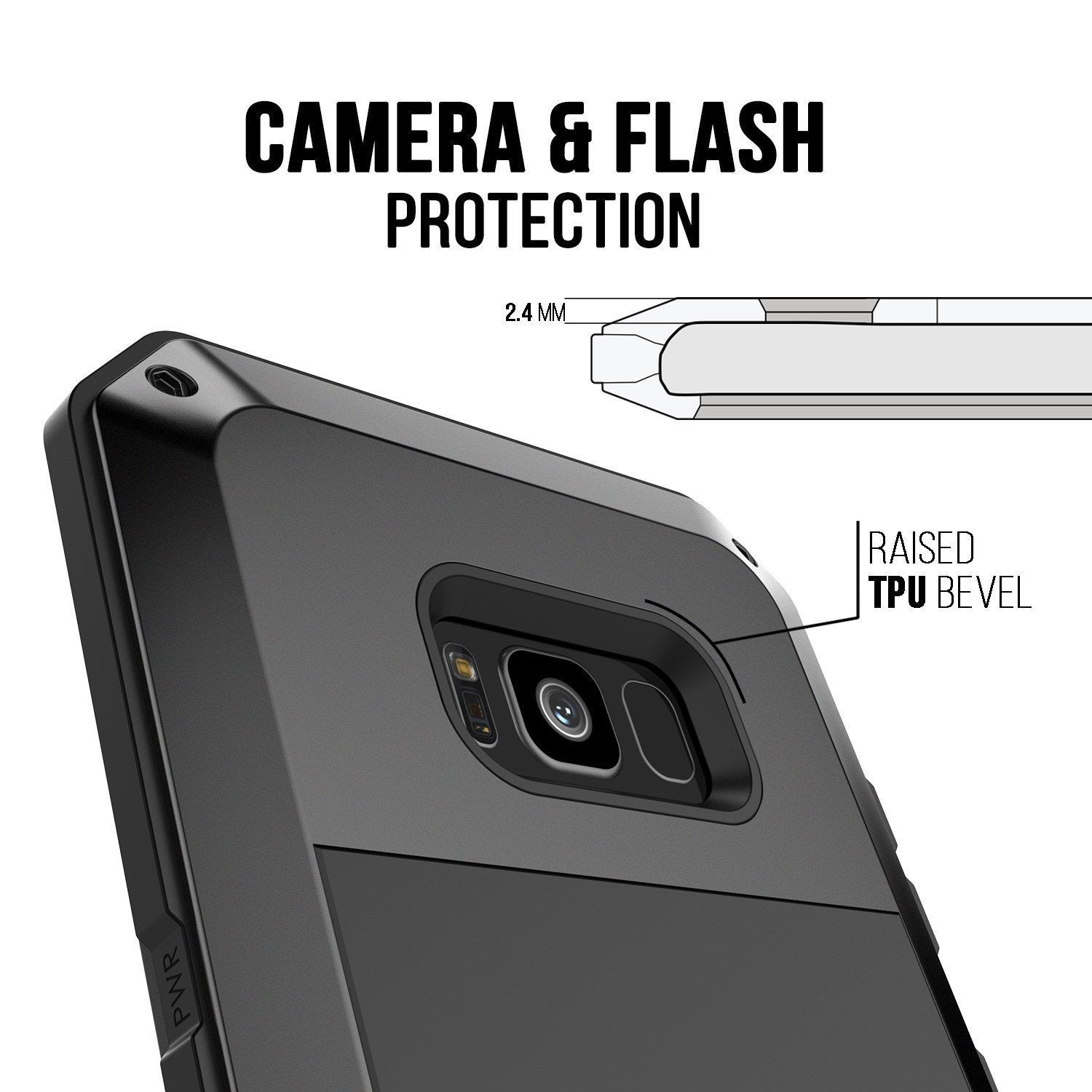 Galaxy Note 8  Case, Punkcase Metallic Black W/ Tempered Glass Screen
