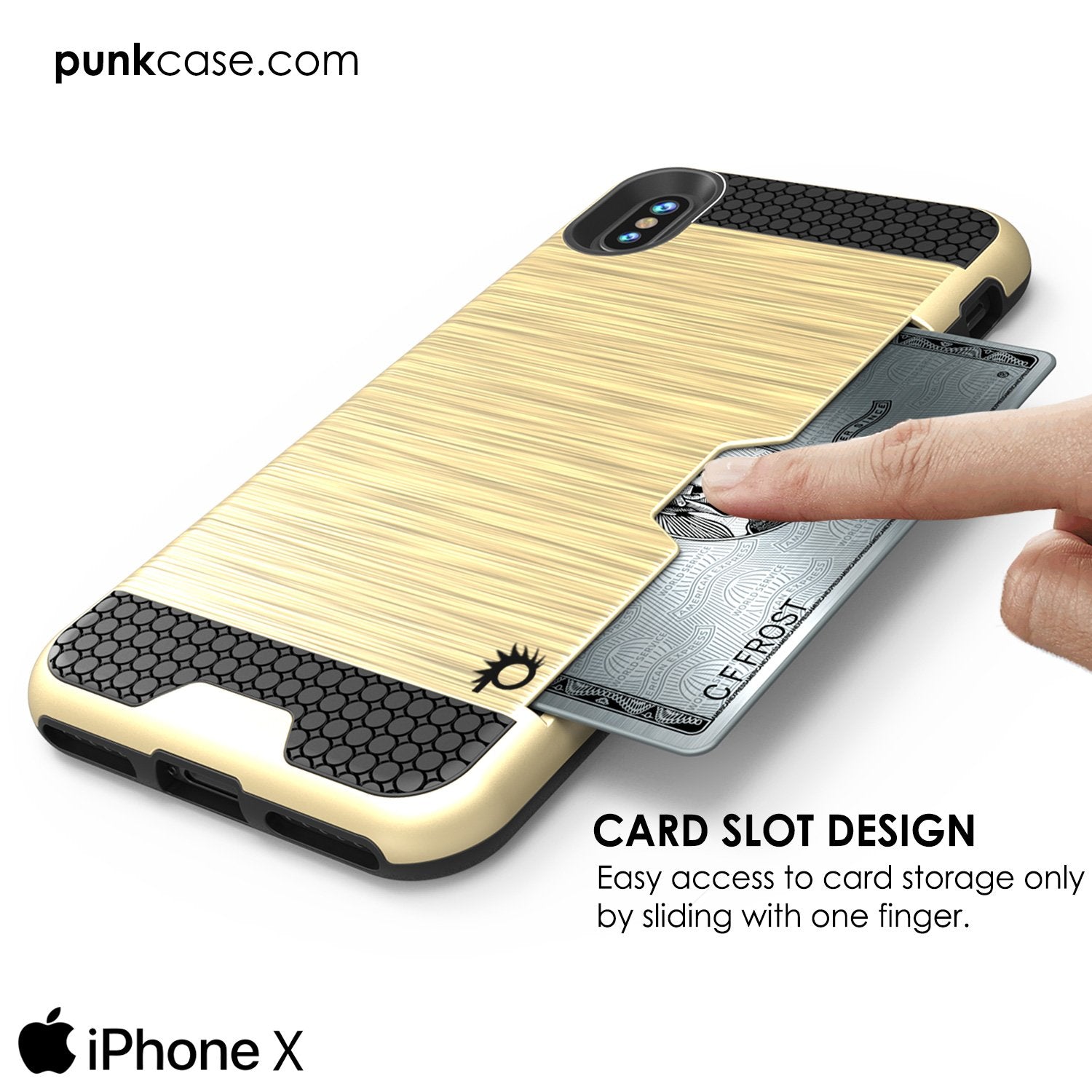 iPhone X Case, Punkcase [SLOT Series] Slim Fit Dual-Layer Cover [Gold]