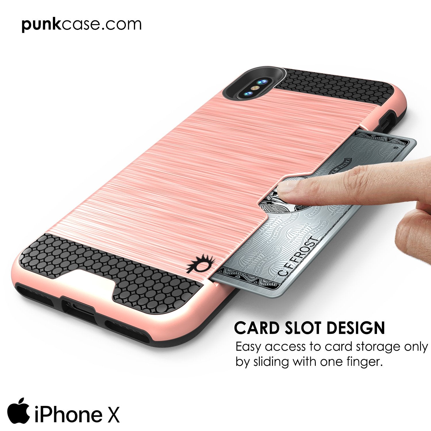 iPhone X Punkcase Slot Series Slim Fit Dual-Layer Cover [Rose Gold]